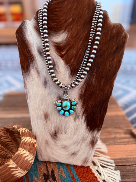 Handcrafted Sonoran Mountain Turquoise & Sterling Silver Beaded Neckla