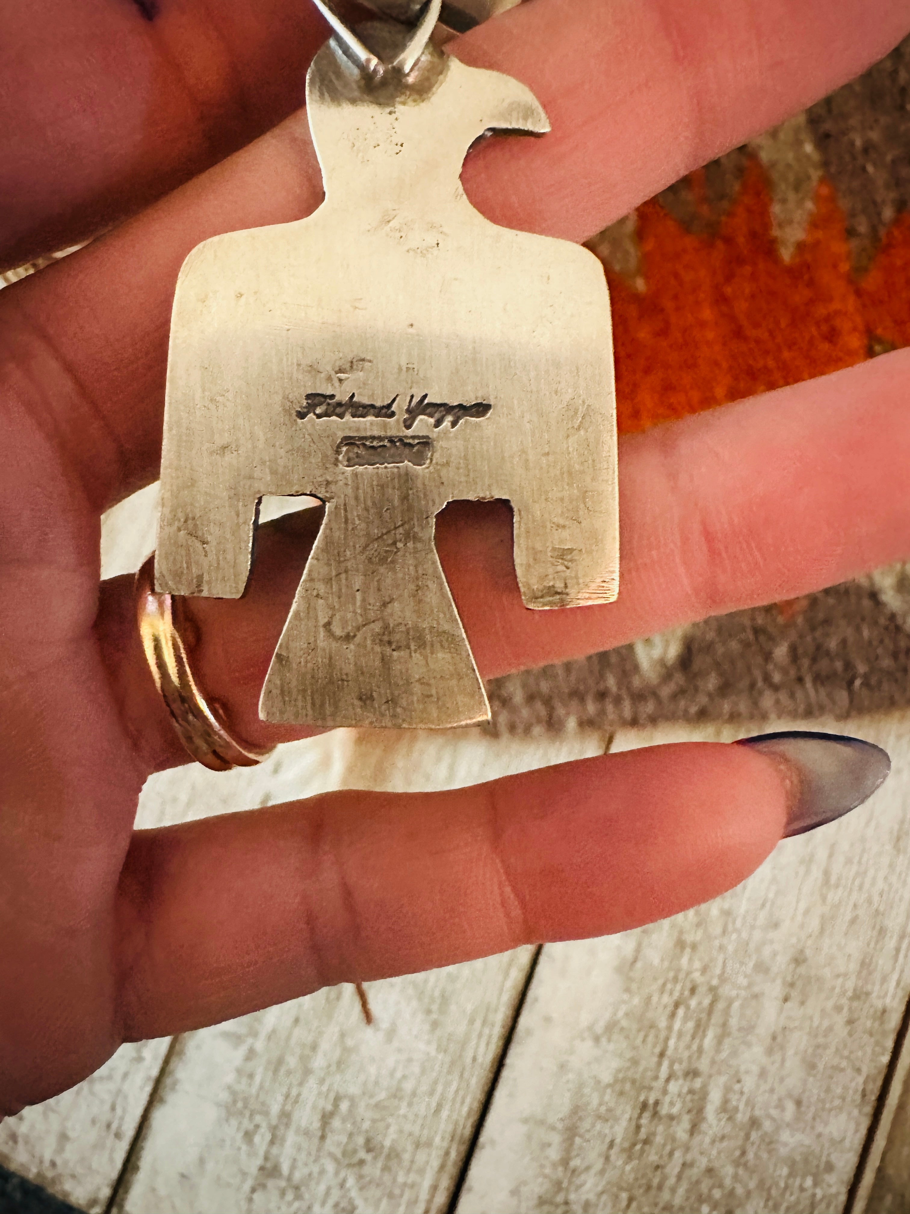 Handcrafted Turquoise & Sterling Silver Thunderbird Pendant