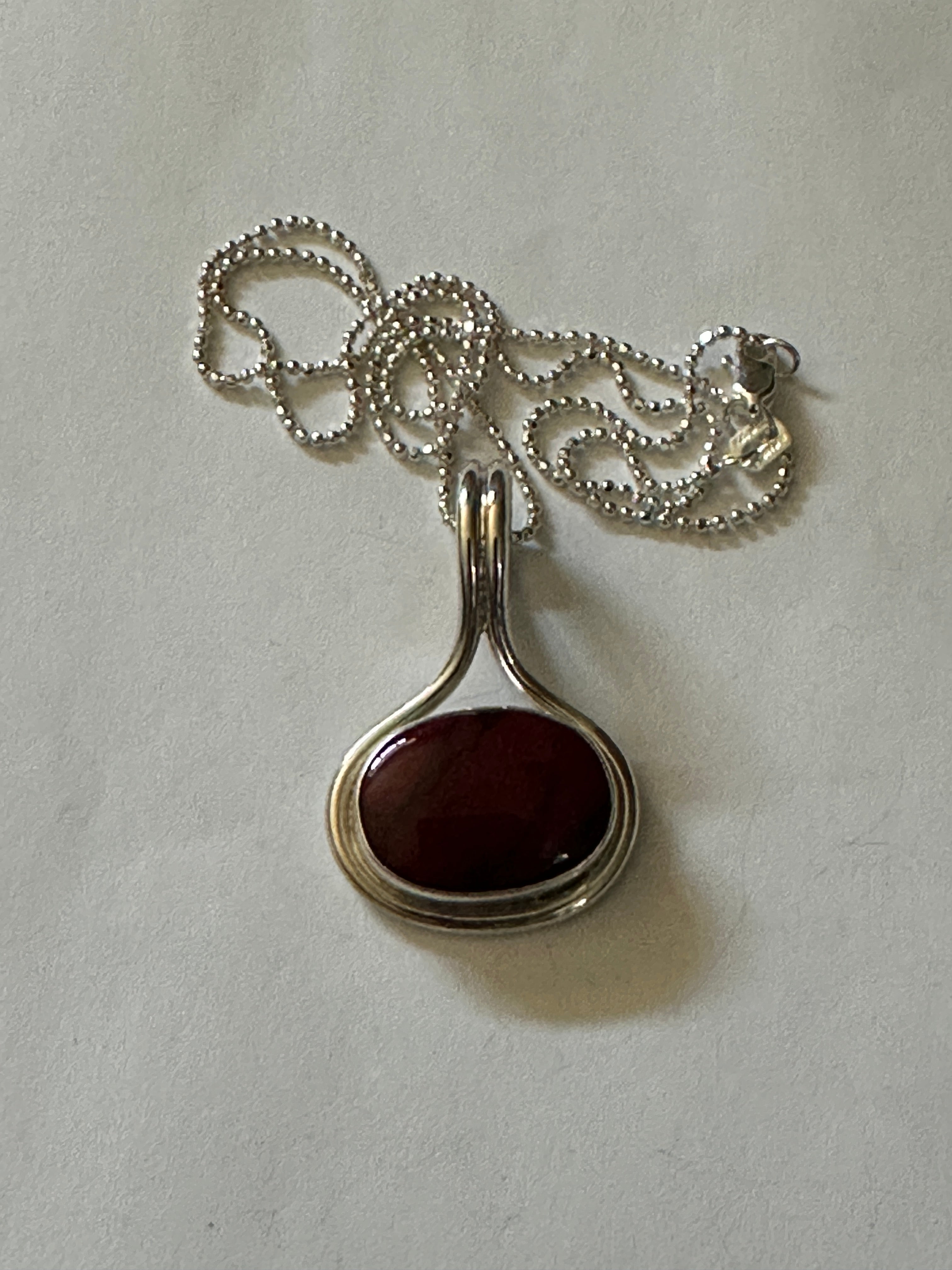 Red Jasper Oval in Wire Frame Pendant Necklace - Main Image