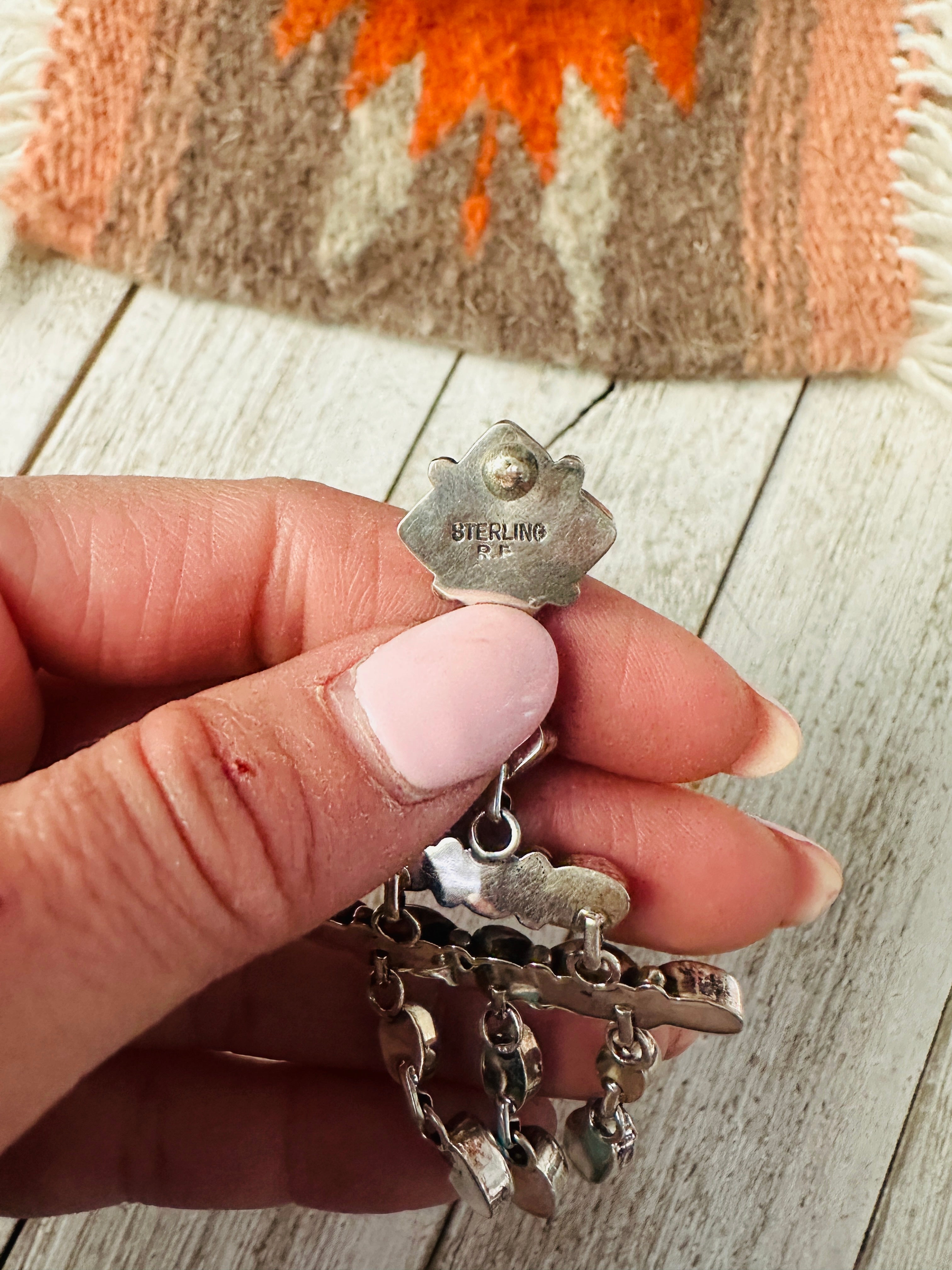 Navajo Sterling Silver & Turquoise Cluster Dangle Earrings