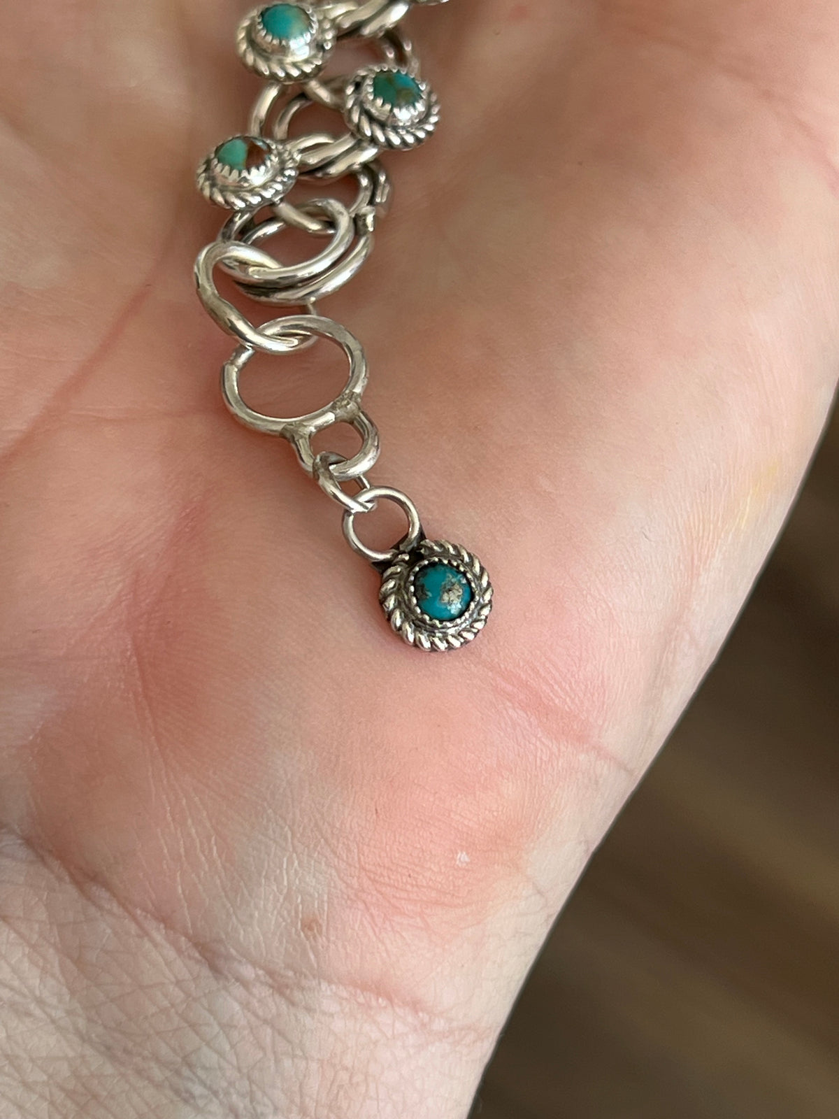Handcrafted Sterling and Snake Eye Turquoise Link Necklace, Bracelet & Earrings by Dillon Cheama