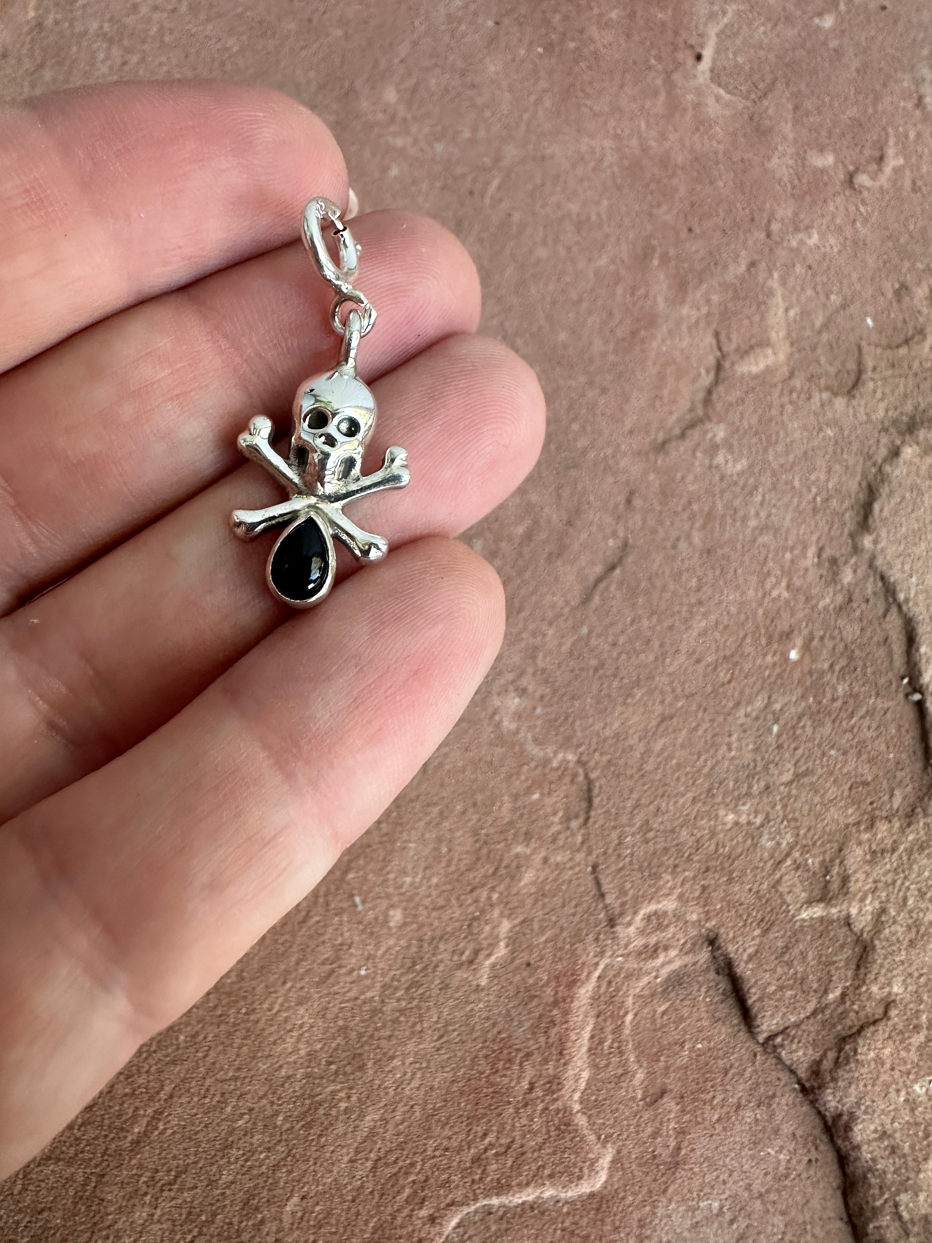 Halloween Collection Sterling Silver & Onyx Skull Charm