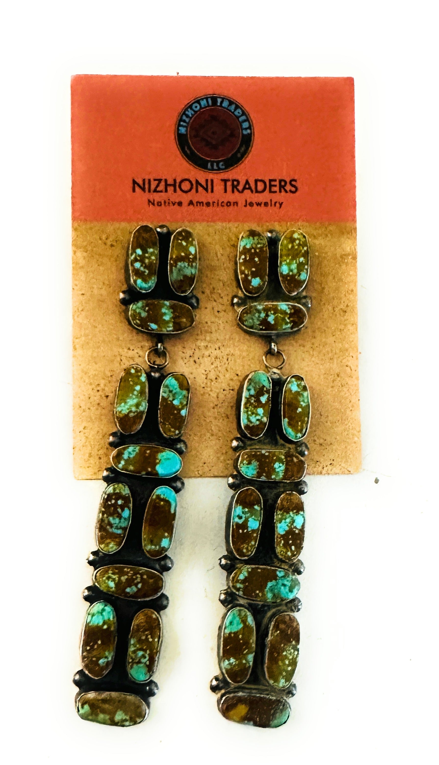 Navajo Royston Turquoise And Sterling Silver Dangle Earrings by Jacqueline Silver