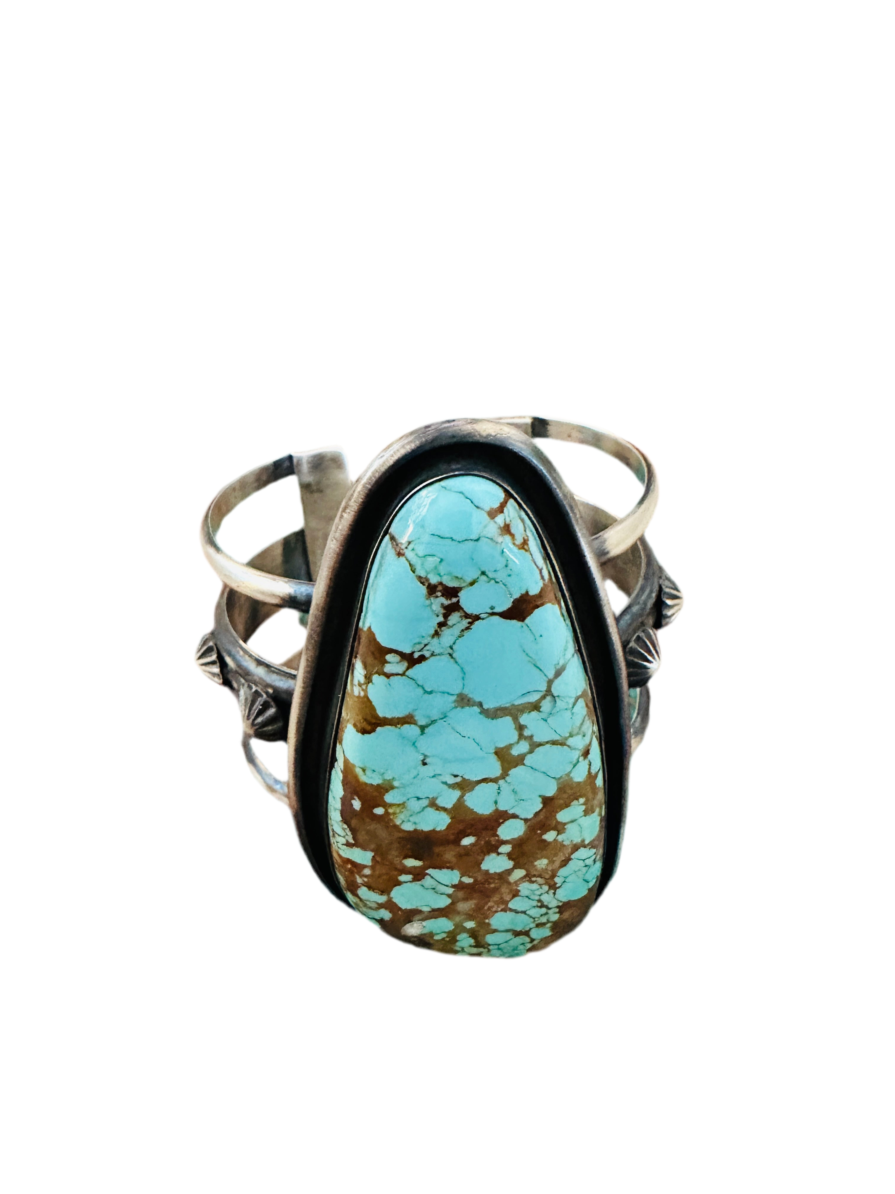 Handcrafted Sterling Silver & Number 8 Turquoise Cuff Bracelet by Chimney Butte