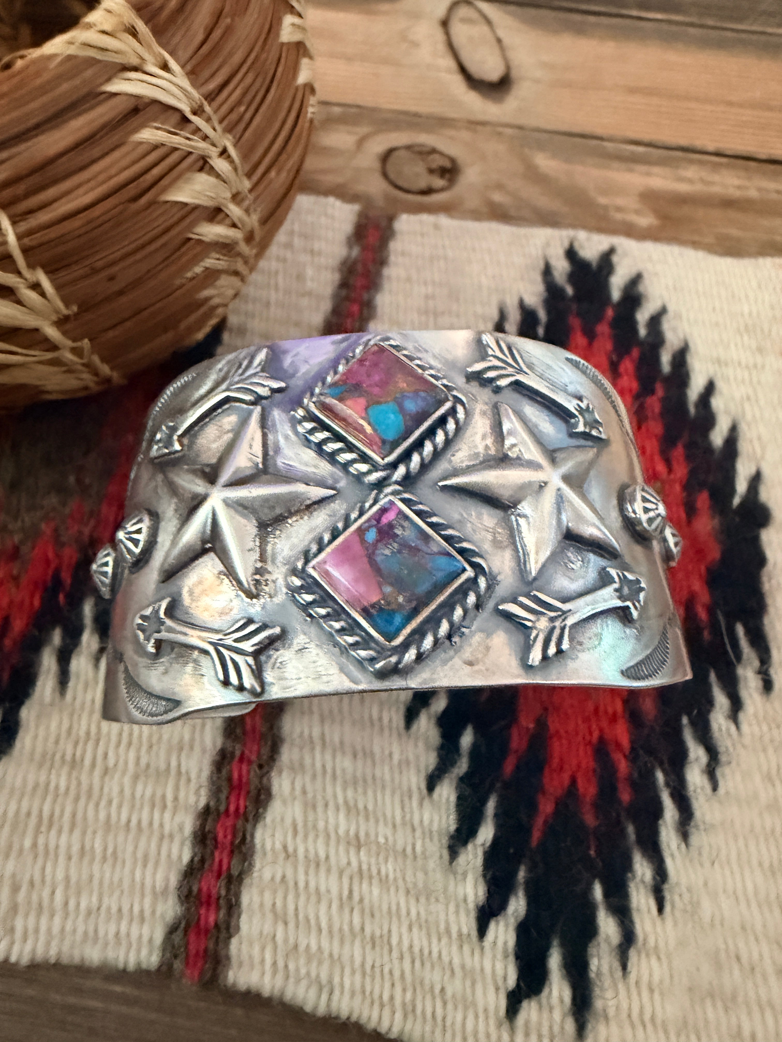 Handcrafted Pink Dream Mojave & Sterling Silver Cuff Bracelet by Larry Kaye