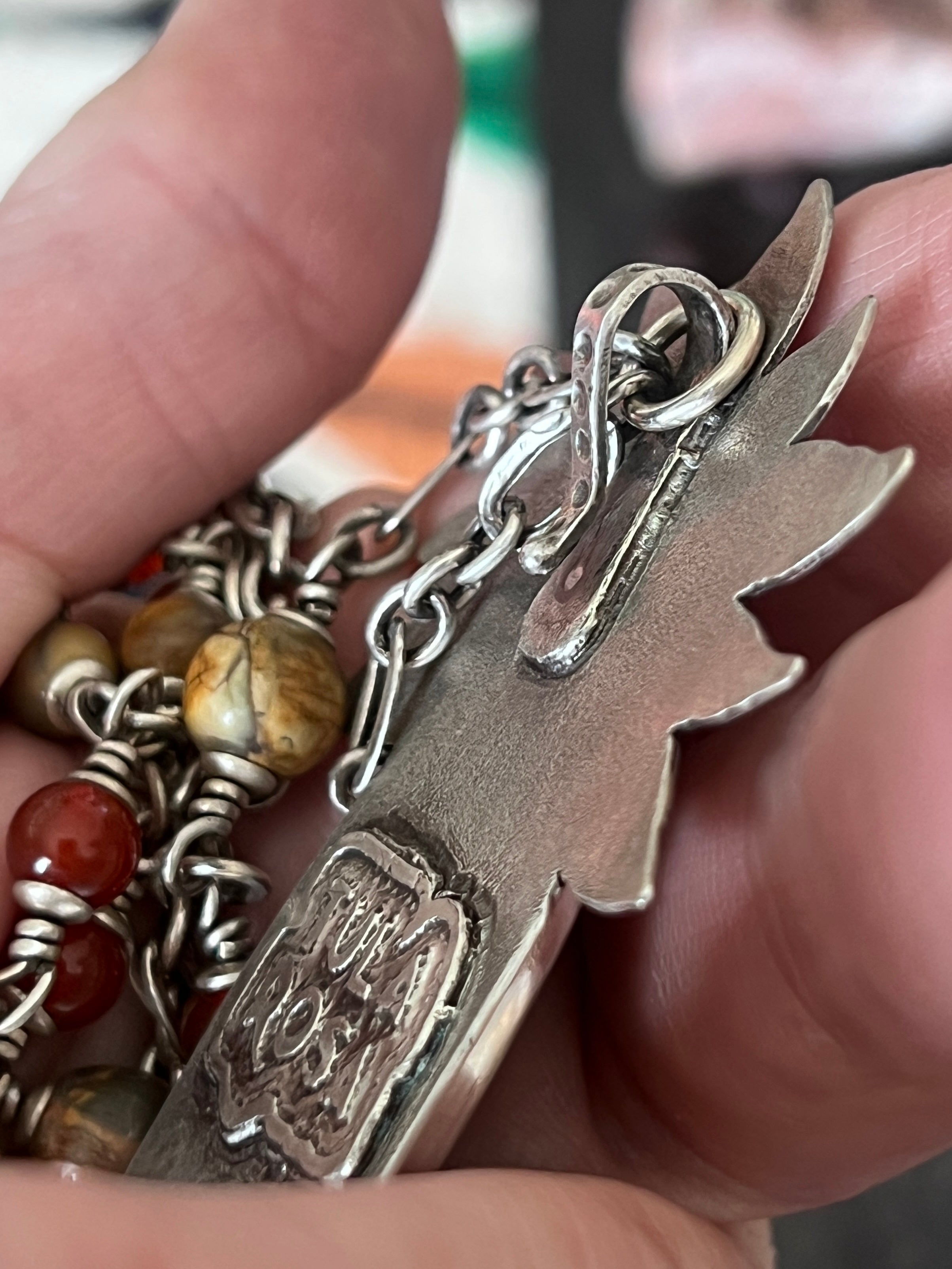 Tularosa Rosary Style Sterling Silver, Red Creek Jasper and Carnelian Sun Fire Necklace