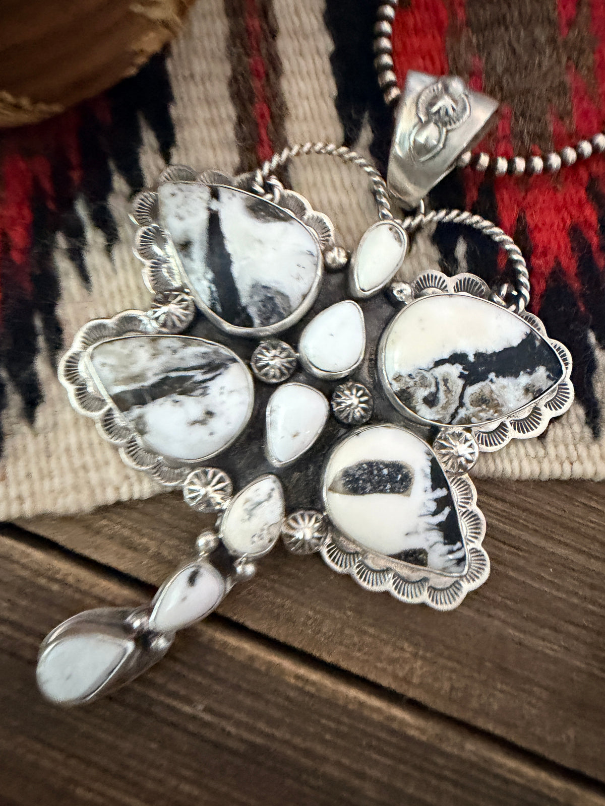 Handcrafted Sterling Silver & White Buffalo Dragonfly Pendant by Alice McShirley
