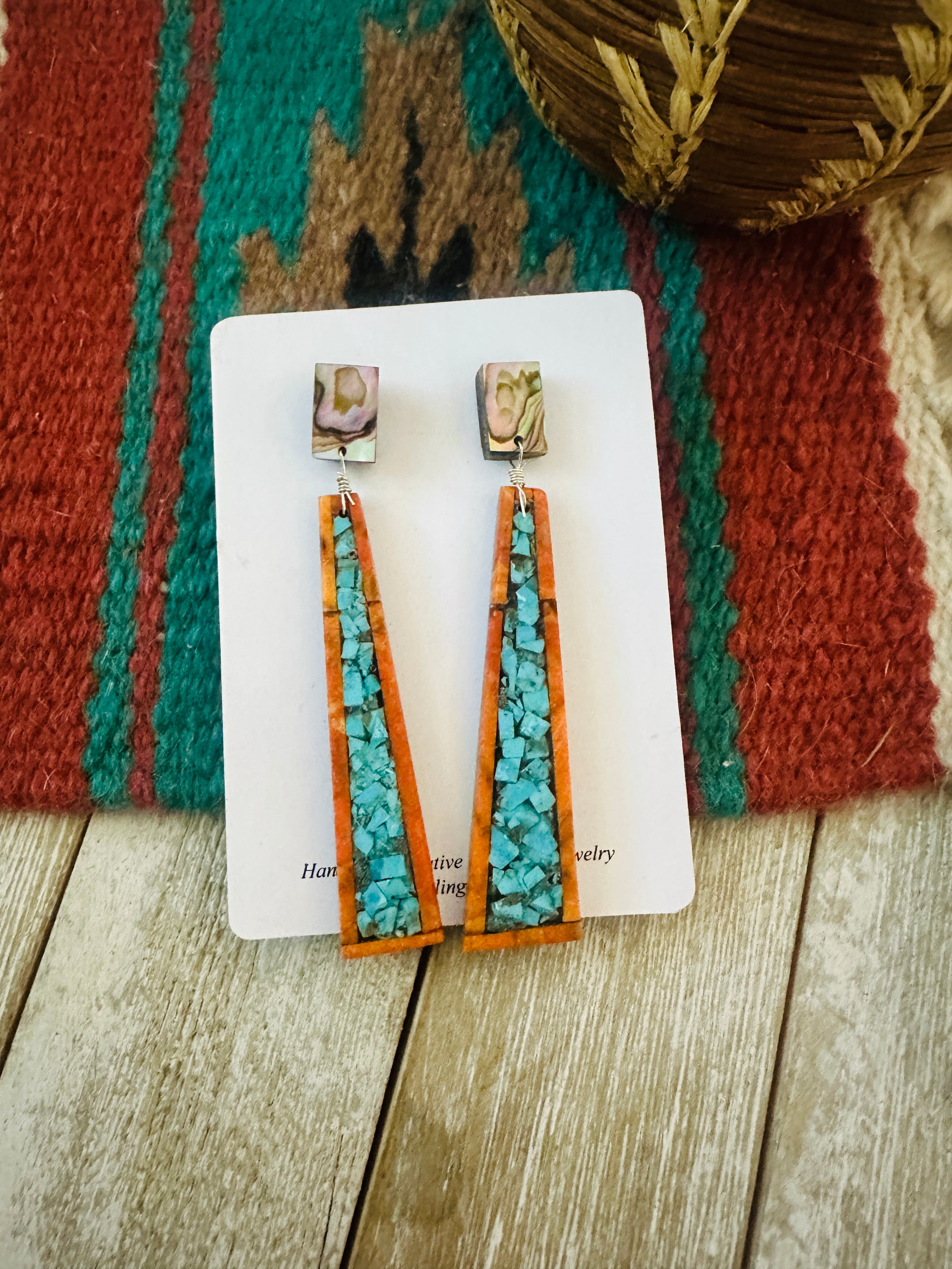 Santo Domingo Multi Stone Mosaic Inlay Dangle Earrings