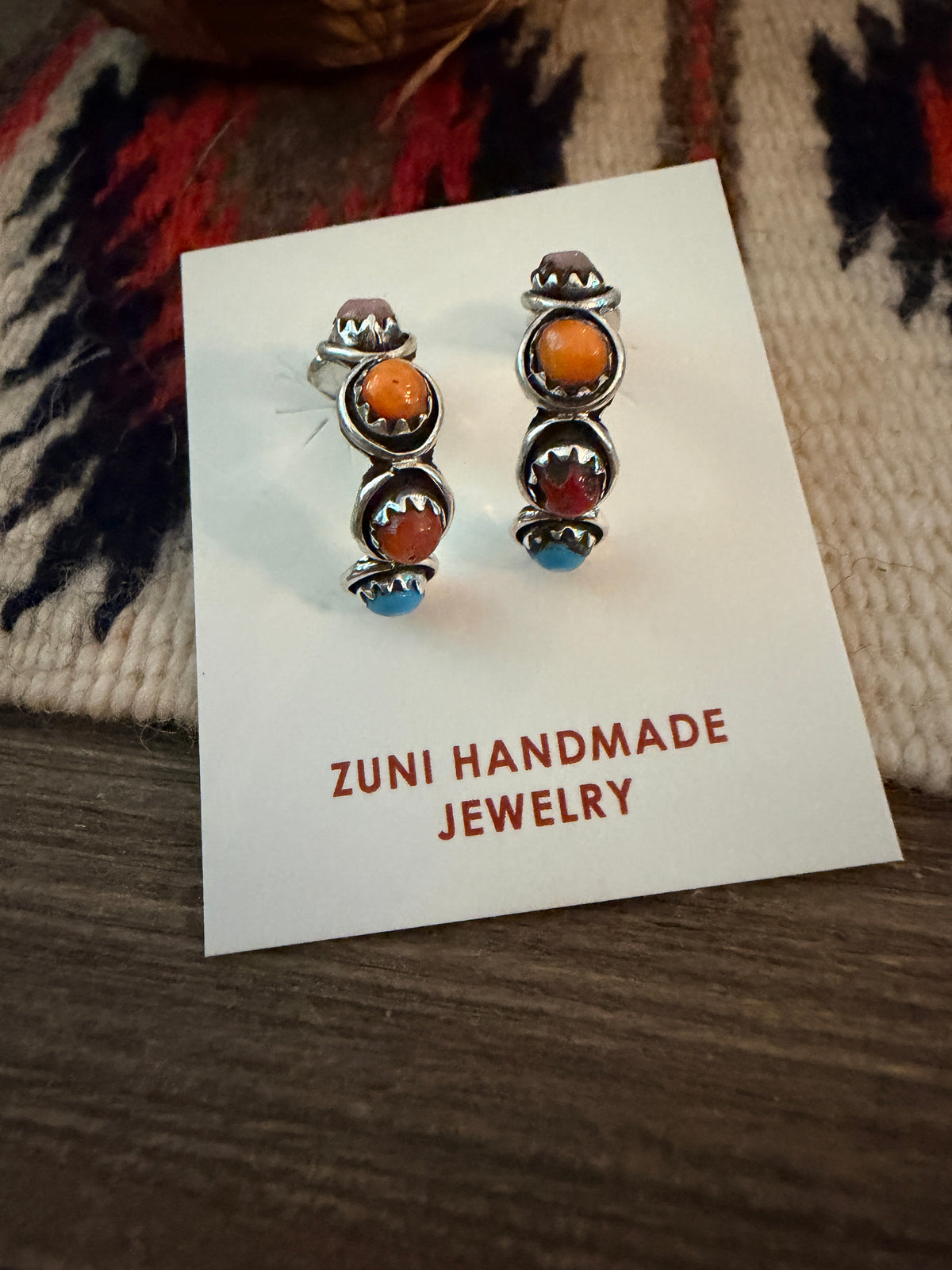 Handcrafted Sterling Silver & Multi Stone Hoop Earrings