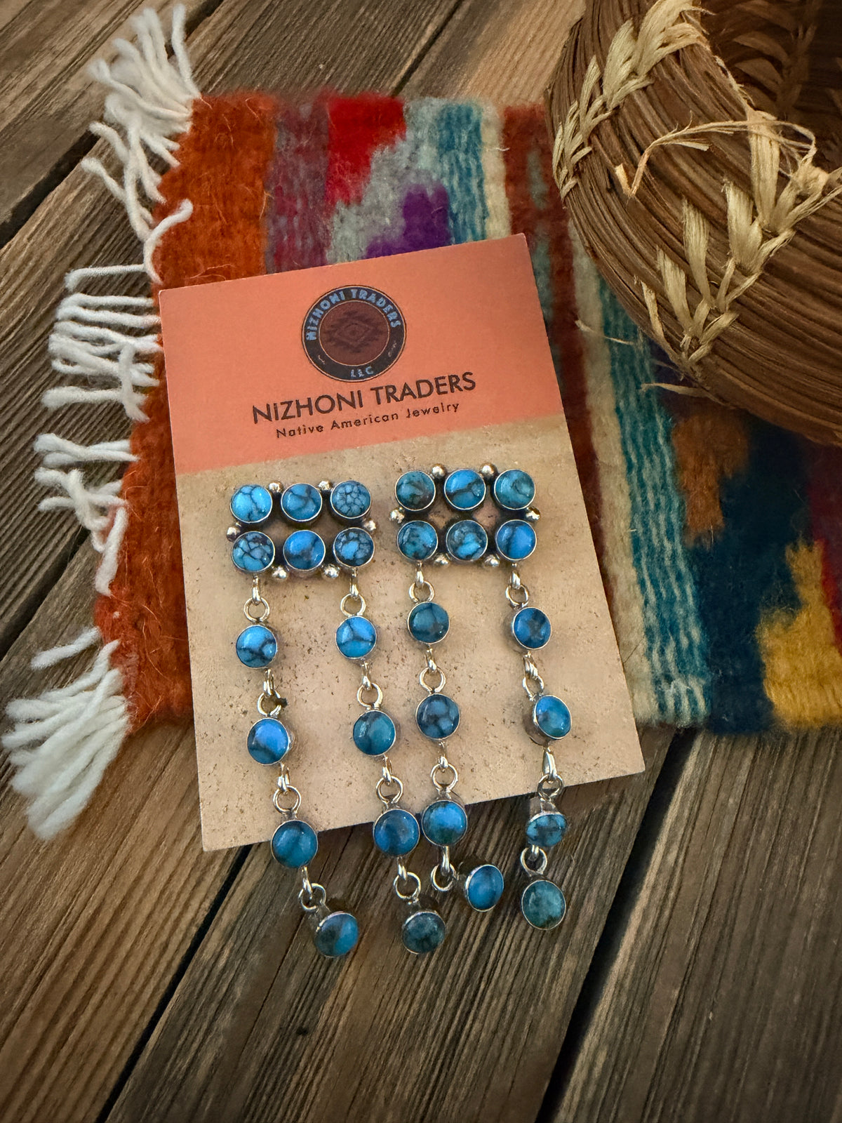 Handcrafted Sleeping Beauty Turquoise & Sterling Silver Chandelier Dangle Earrings by Lucinda Linkin