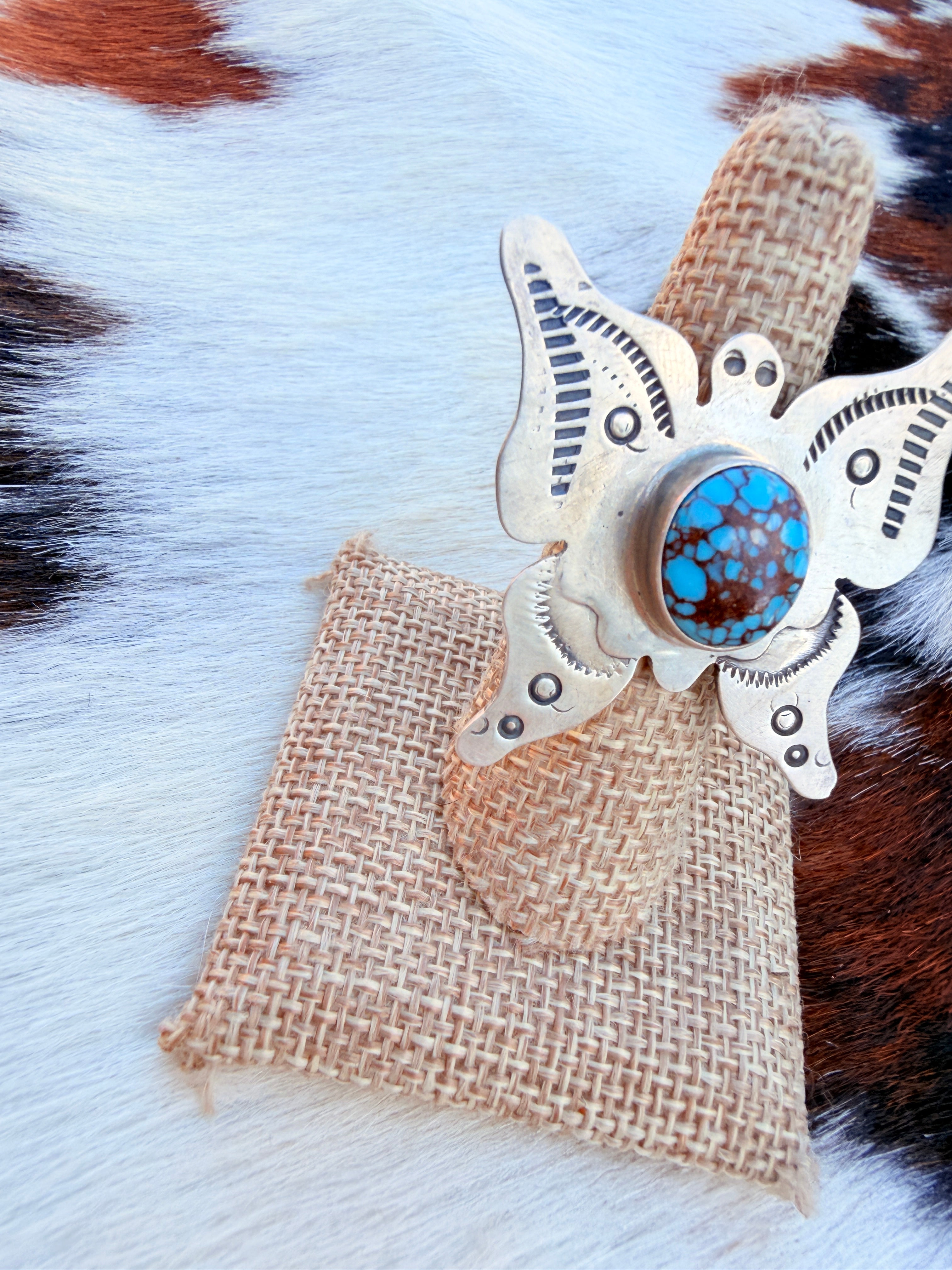 Handcrafted Turquoise & Sterling Silver Adjustable Butterfly Ring