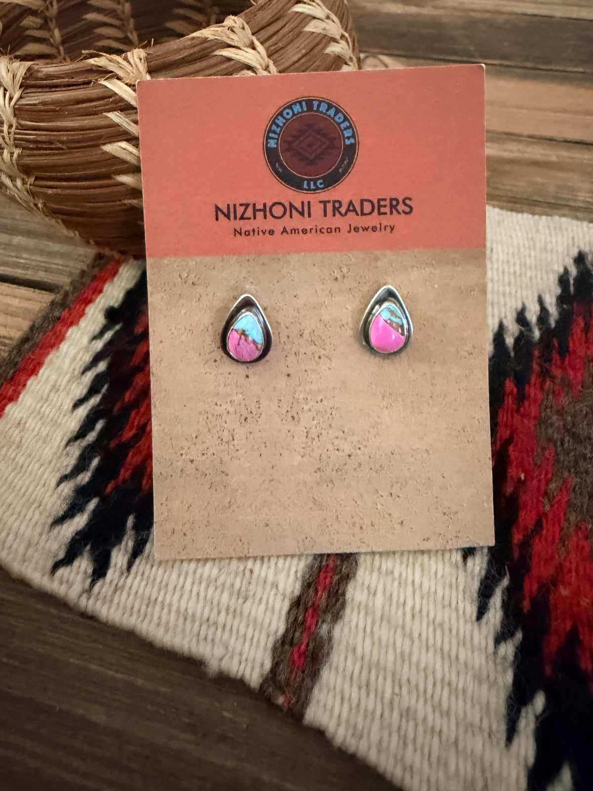 Handcrafted Cotton Candy & Sterling Silver Stud Earrings
