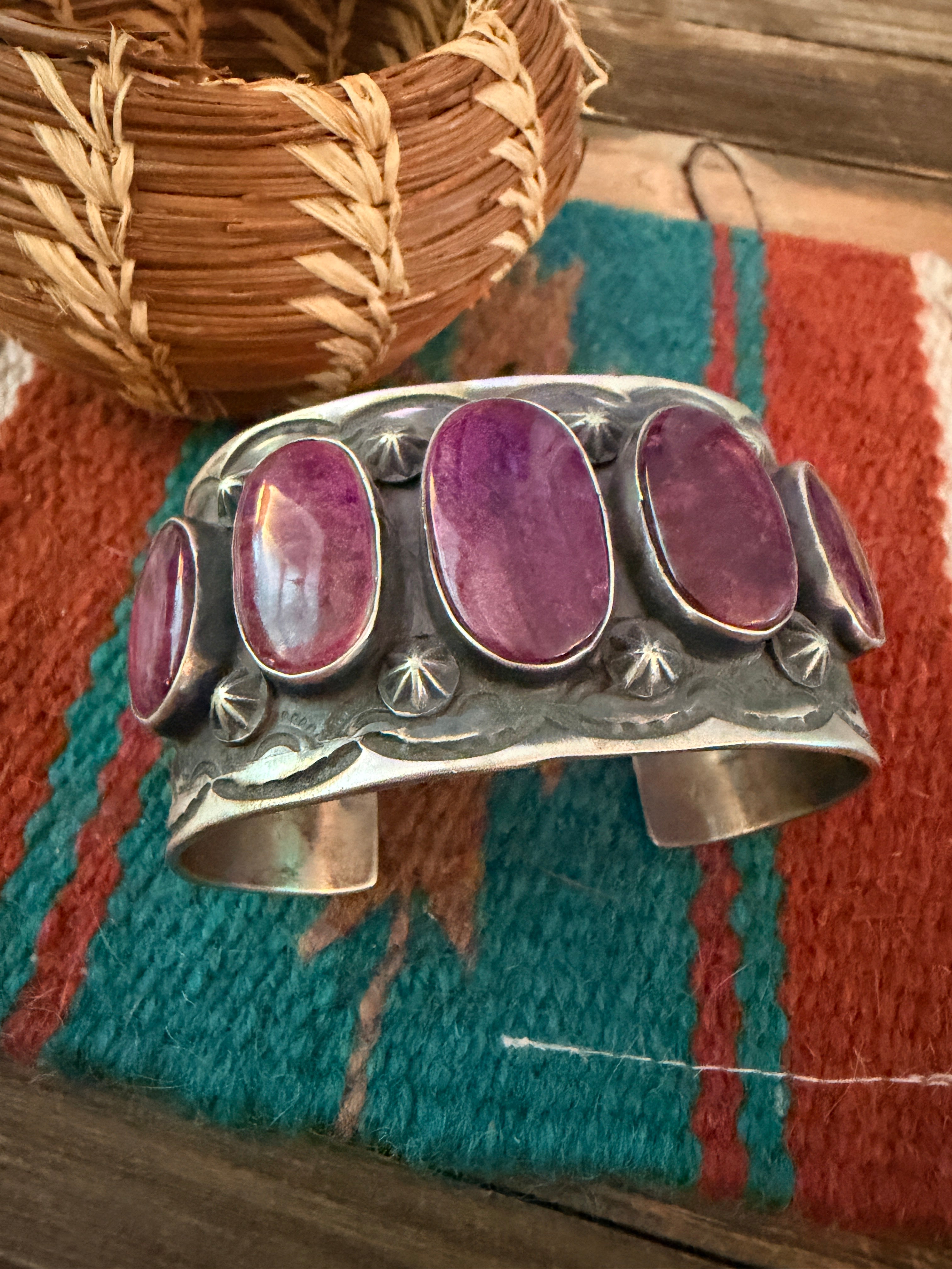 Handcrafted Purple Spiny & Sterling Silver Cuff Bracelet by Chimney Butte