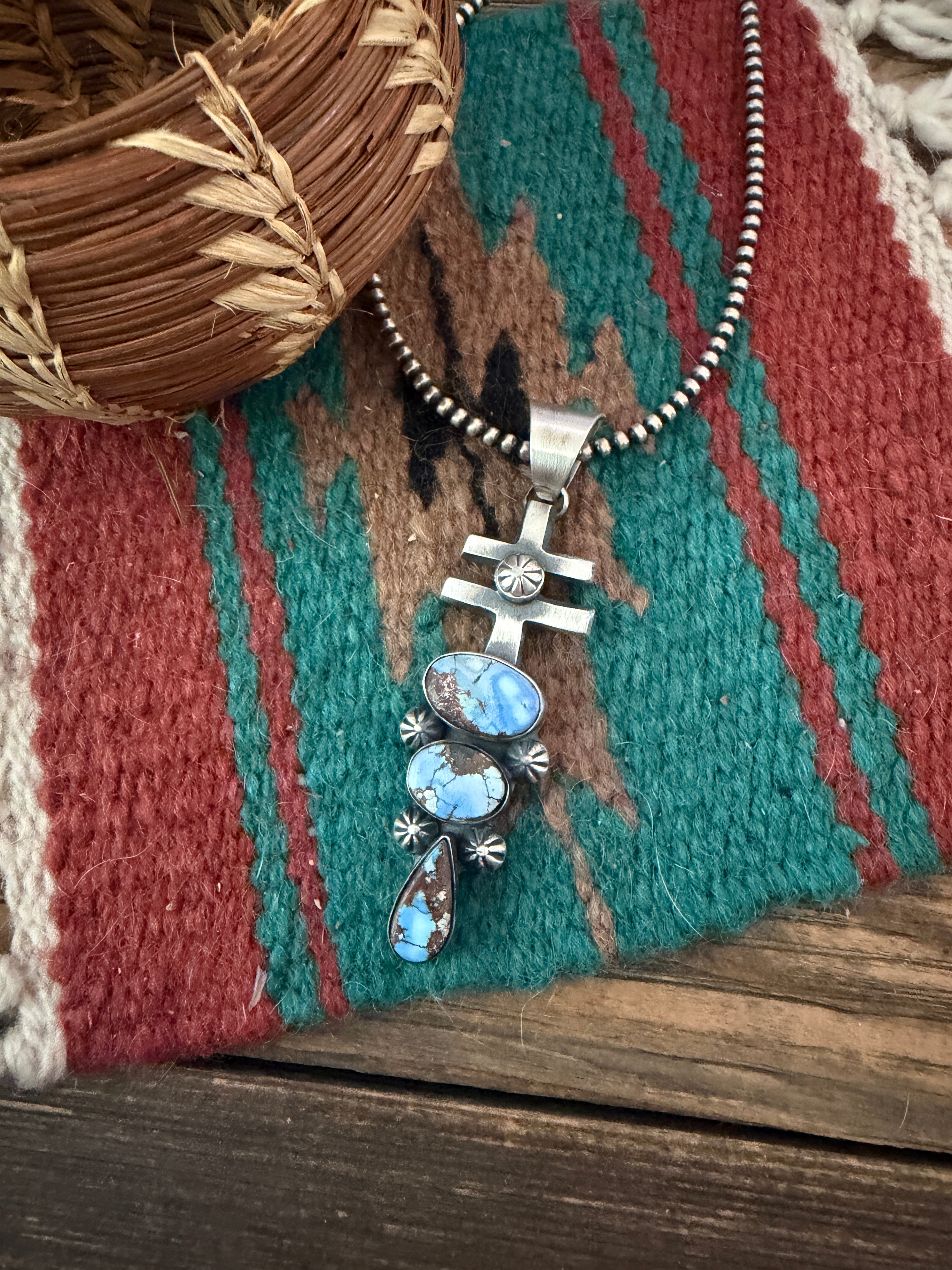 Handcrafted Sterling Silver & Golden Hills Turquoise Pendant by Chimney Butte