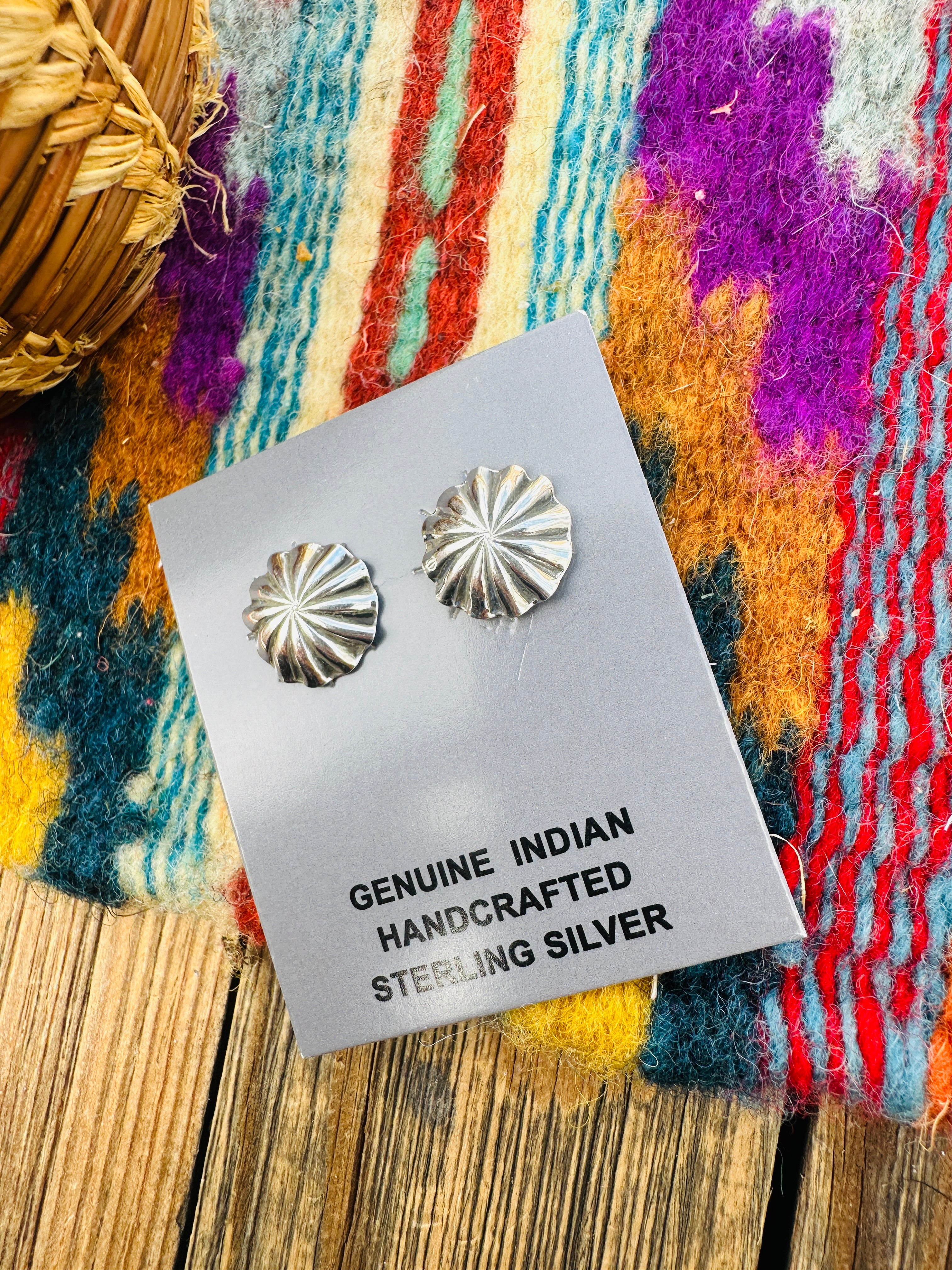 Handcrafted Sterling Silver Concho Stud Earrings