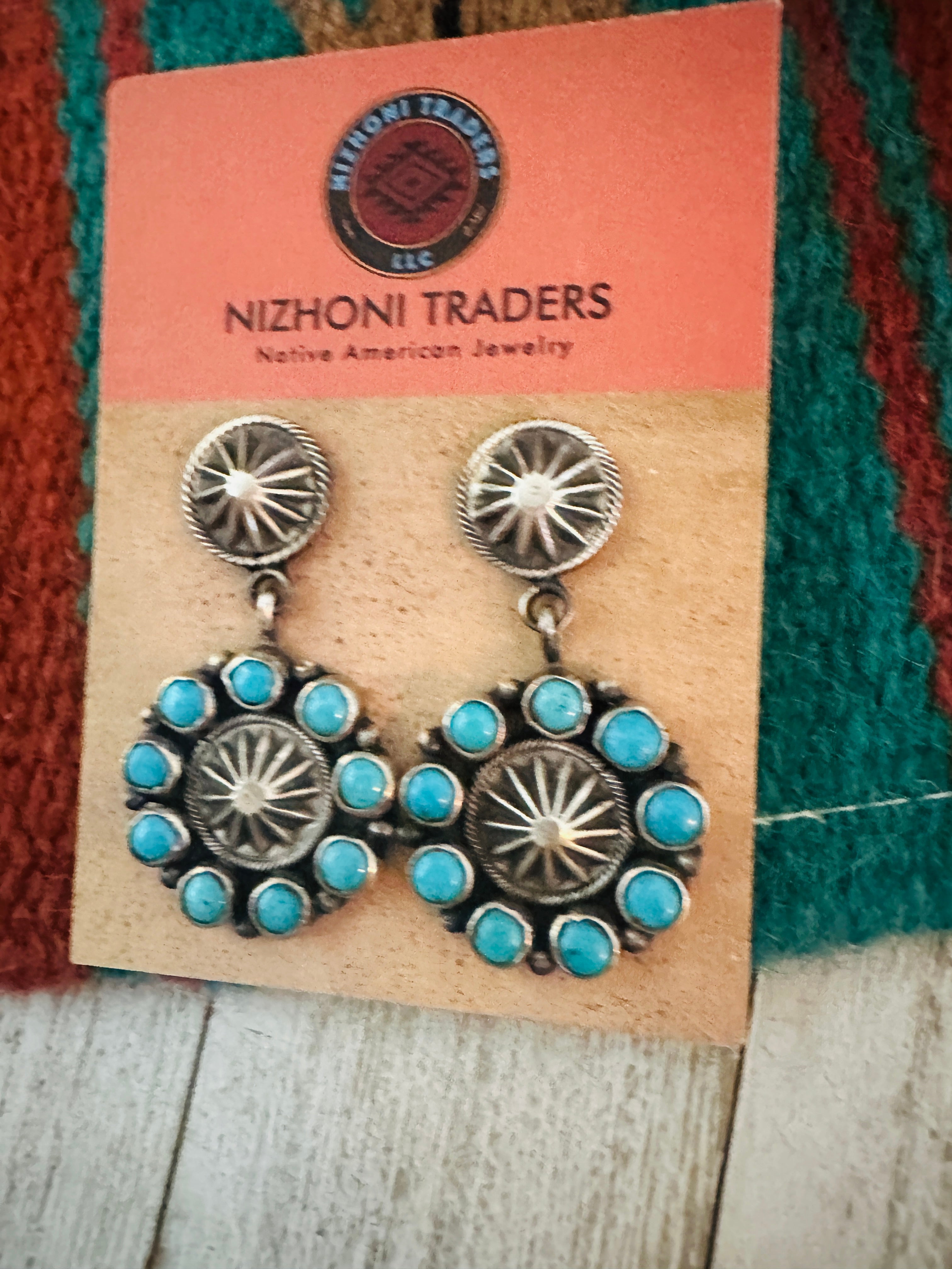 Navajo Turquoise & Sterling Silver Dangle Earrings