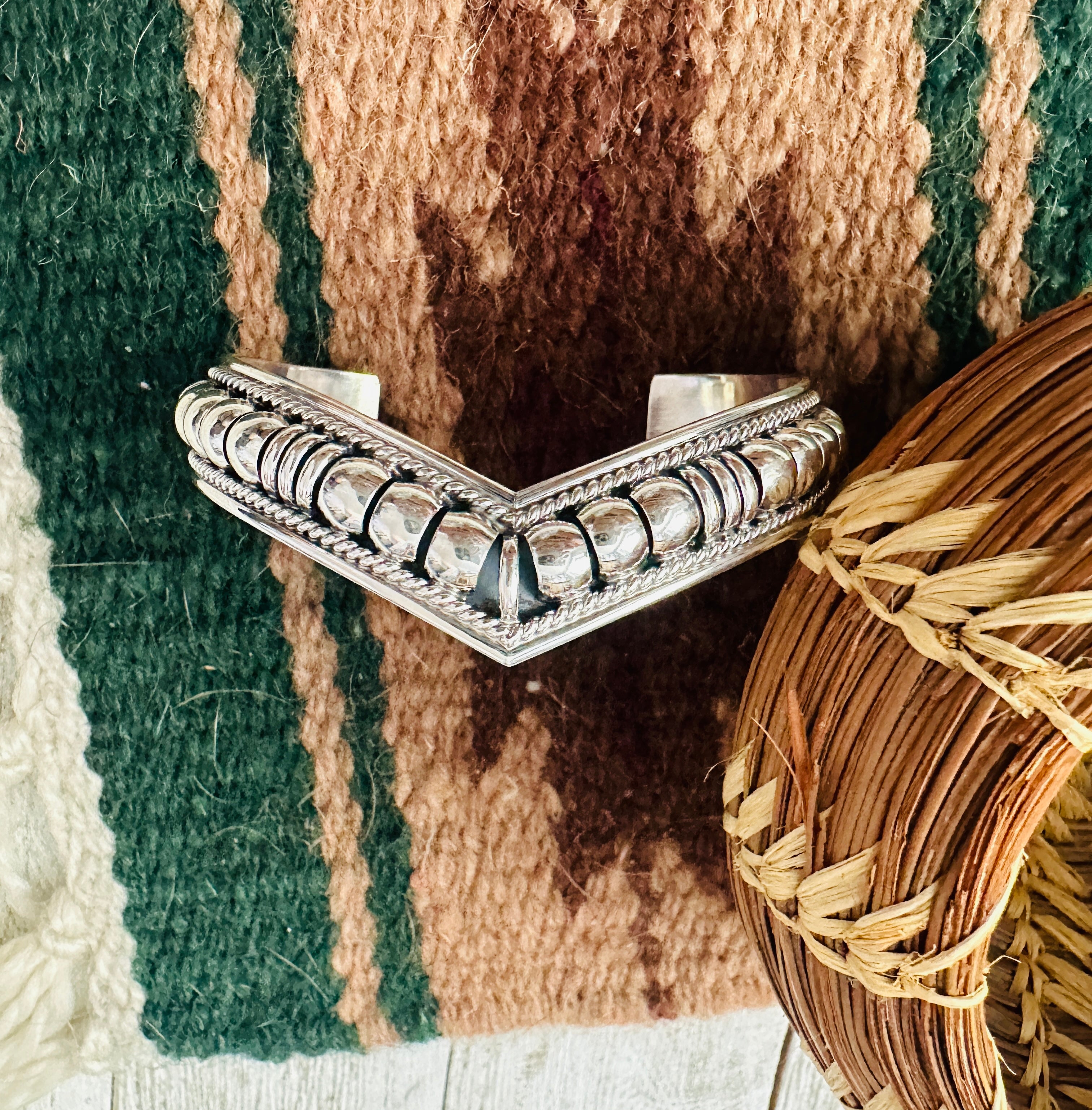 Navajo Rolled Sterling Silver Cuff Bracelet