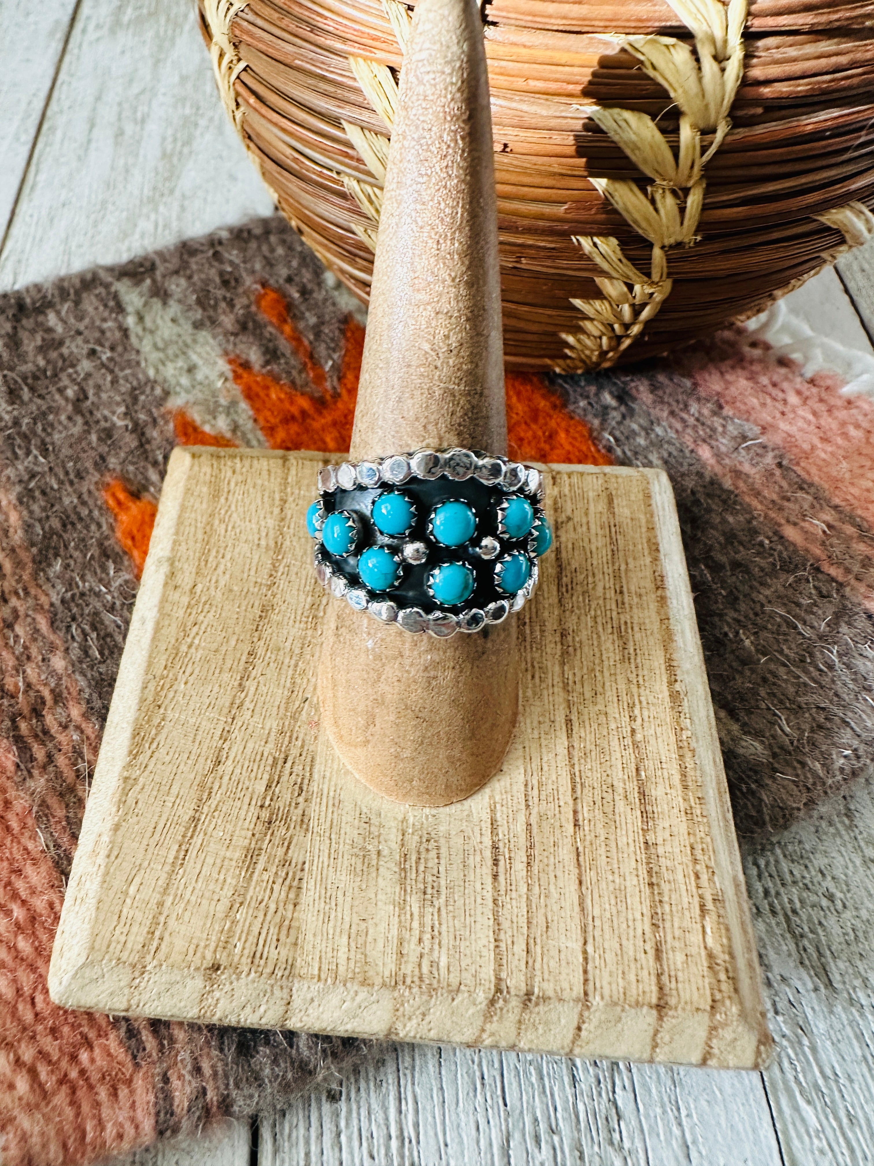 Navajo Turquoise & Sterling Silver Cigar Band Ring