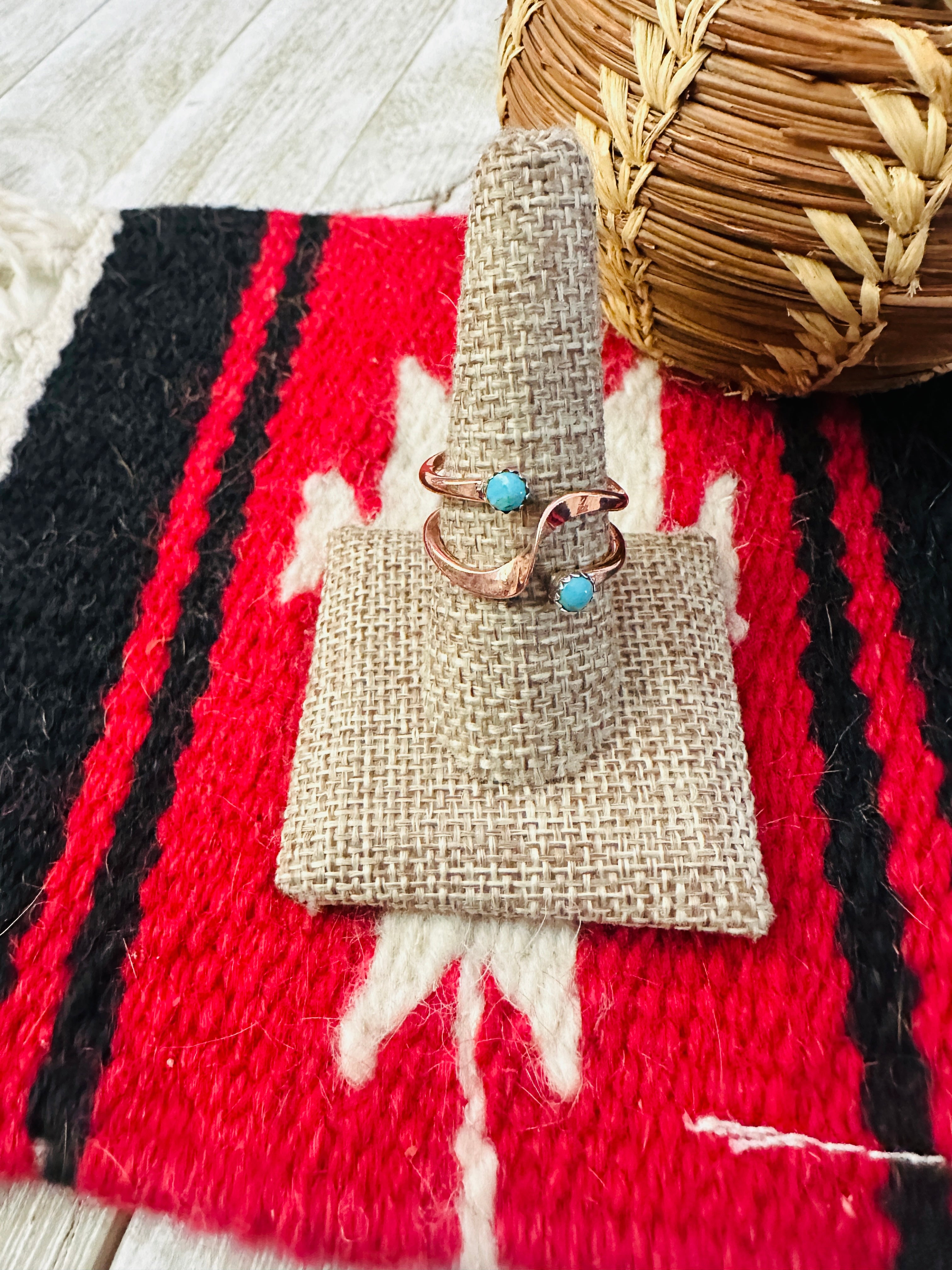 Handcrafted Turquoise & Copper over Sterling Silver Ring