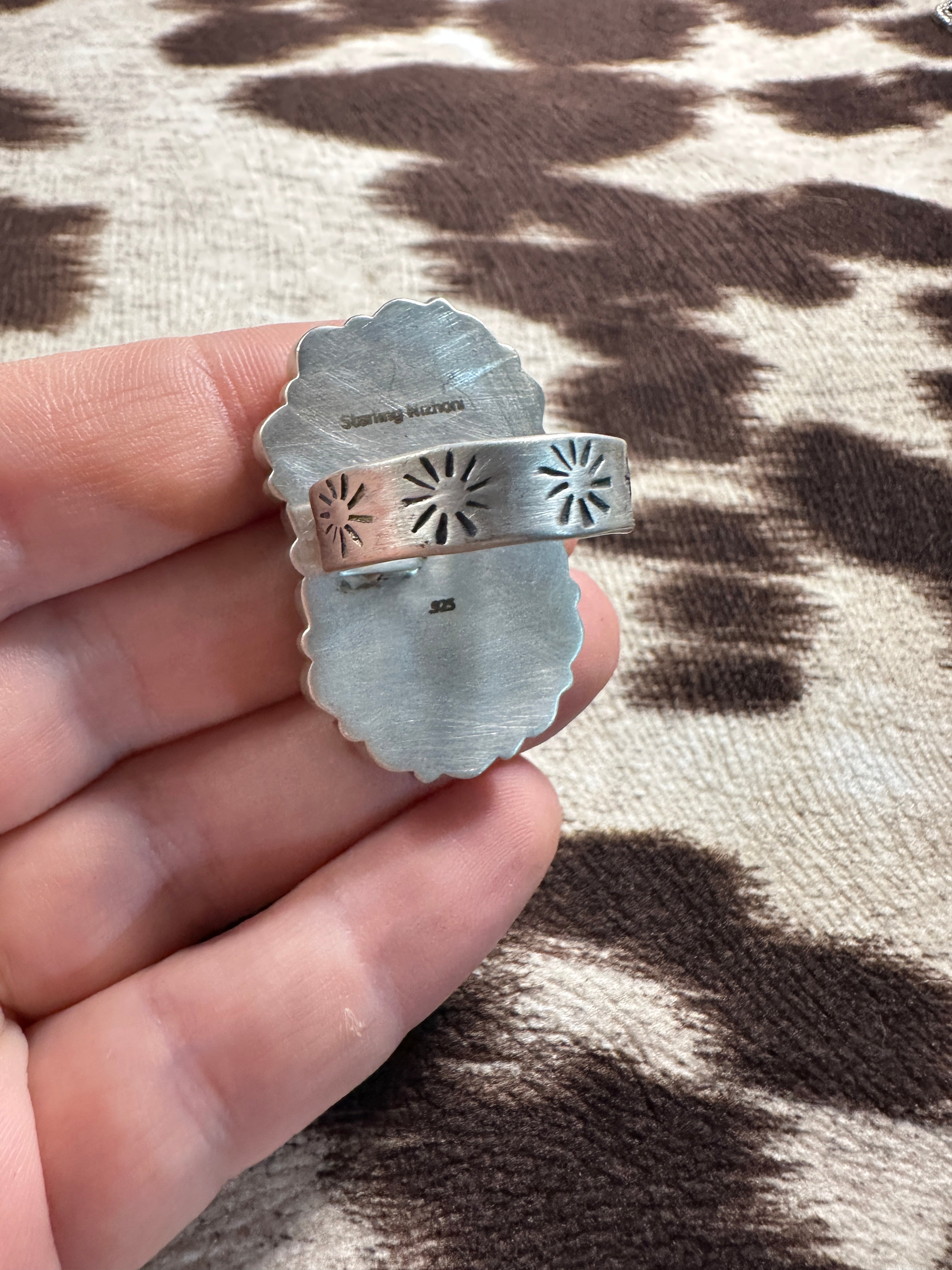 Beautiful Handmade Turquoise, Pink Dream Mojave And Sterling Silver Adjustable Ring