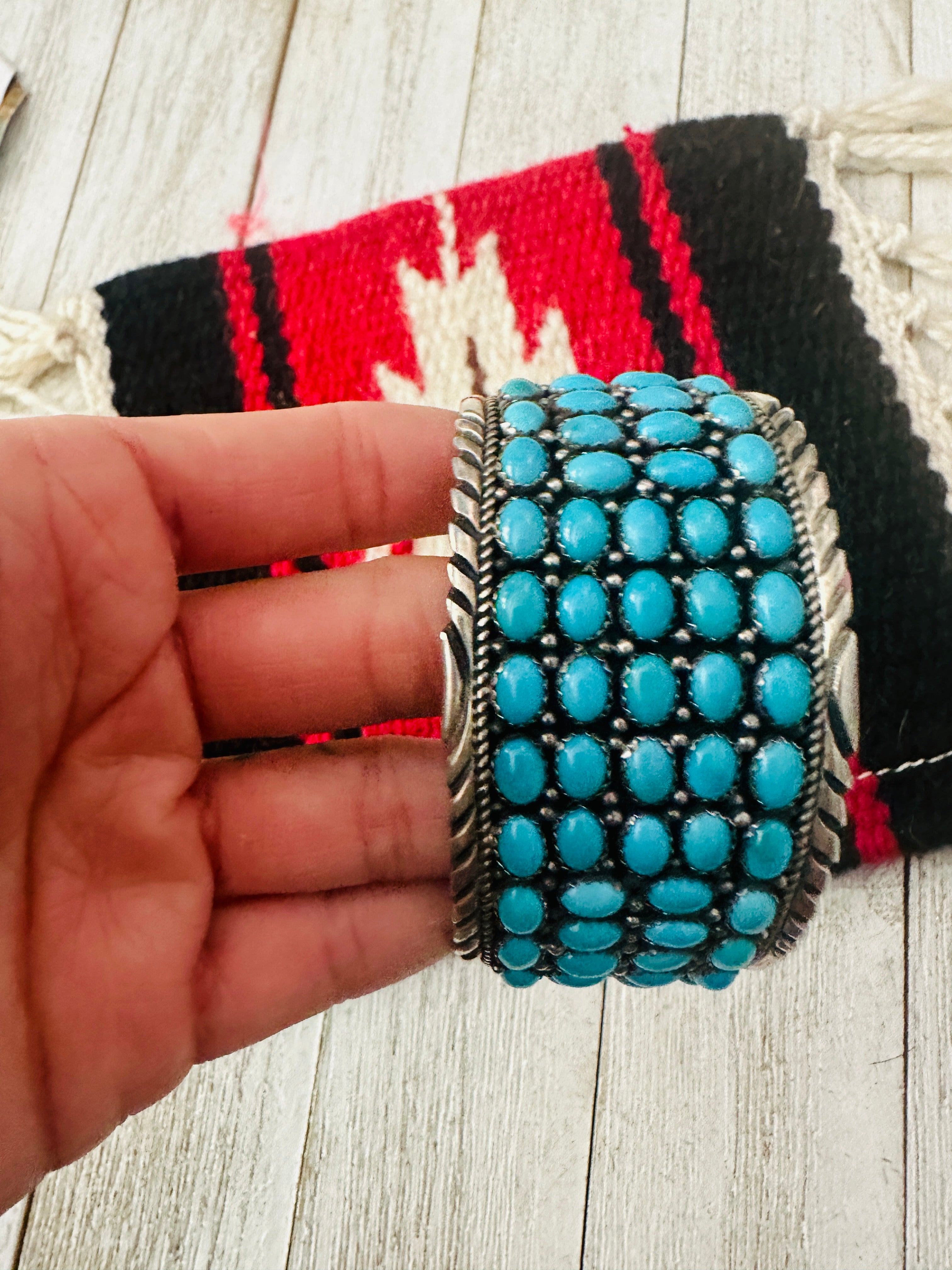 Navajo Sleeping Beauty Turquoise Sterling Silver Cuff Bracelet