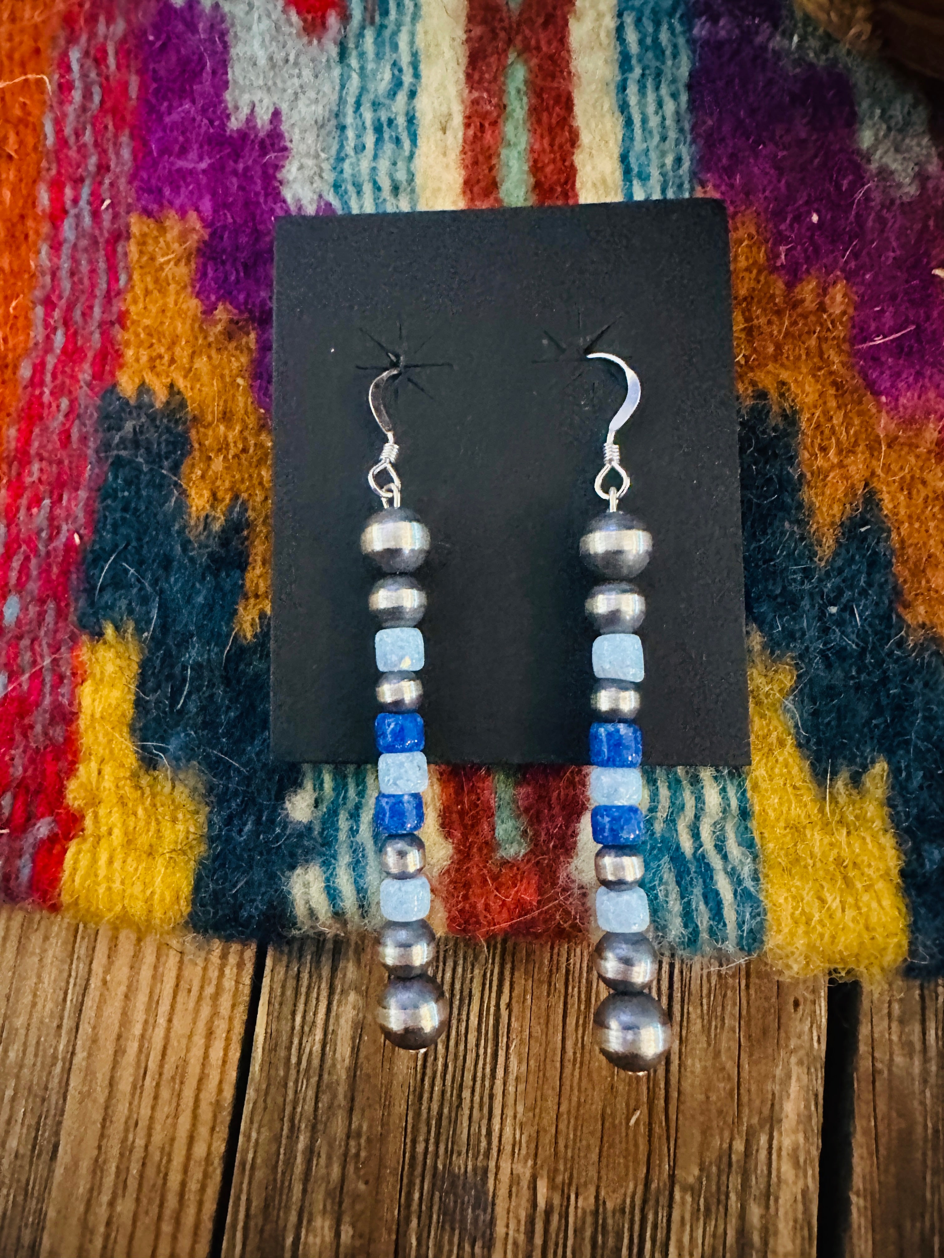 Handcrafted Opal & Sterling Silver Pearl Beaded Dangle Earrings