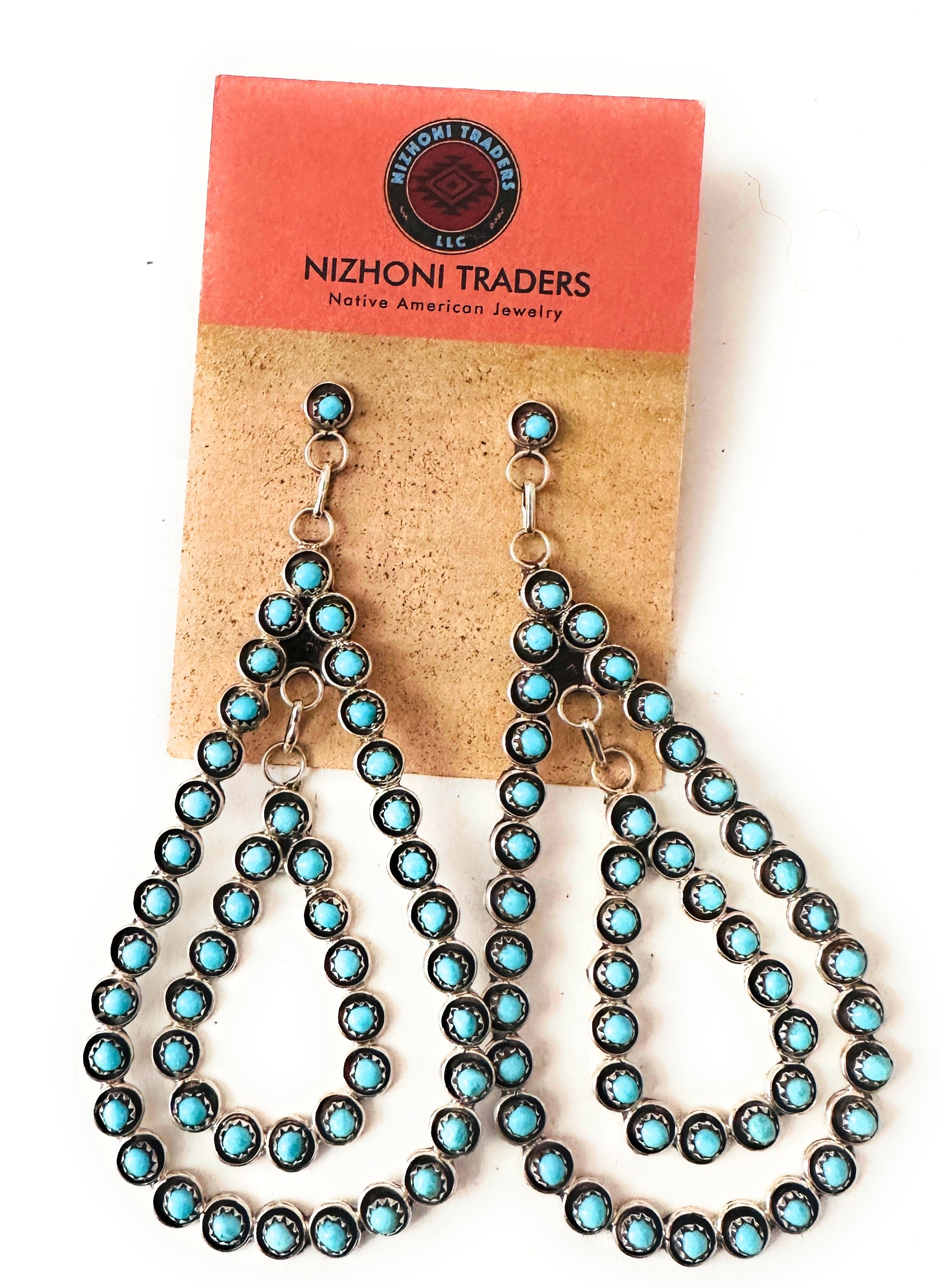 Zuni Sterling Silver & Turquoise Snake Eye Earrings