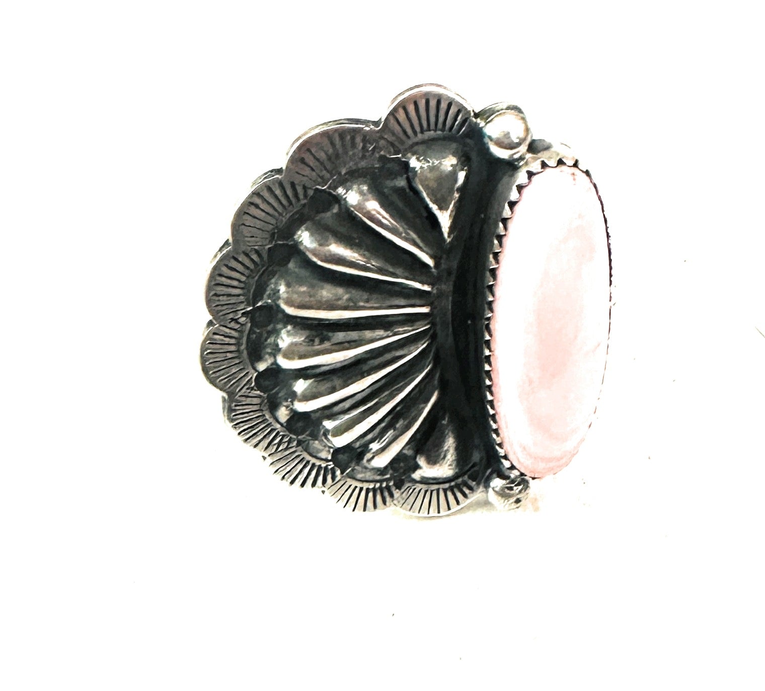 Navajo Sterling Silver and Queen Pink Concho Ring