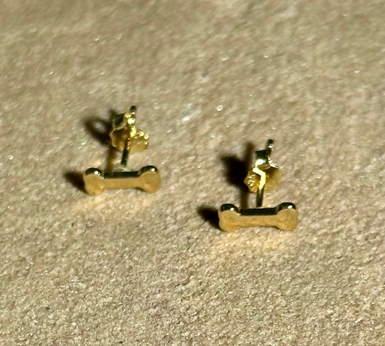Gold Plated Sterling Silver Give a Dog a Bone Stud Earrings
