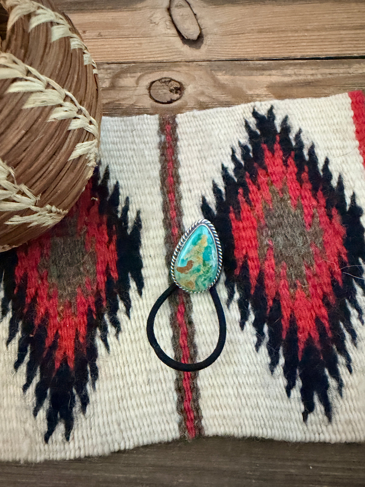 Handcrafted Turquoise & Sterling Silver Hair Tie Charm