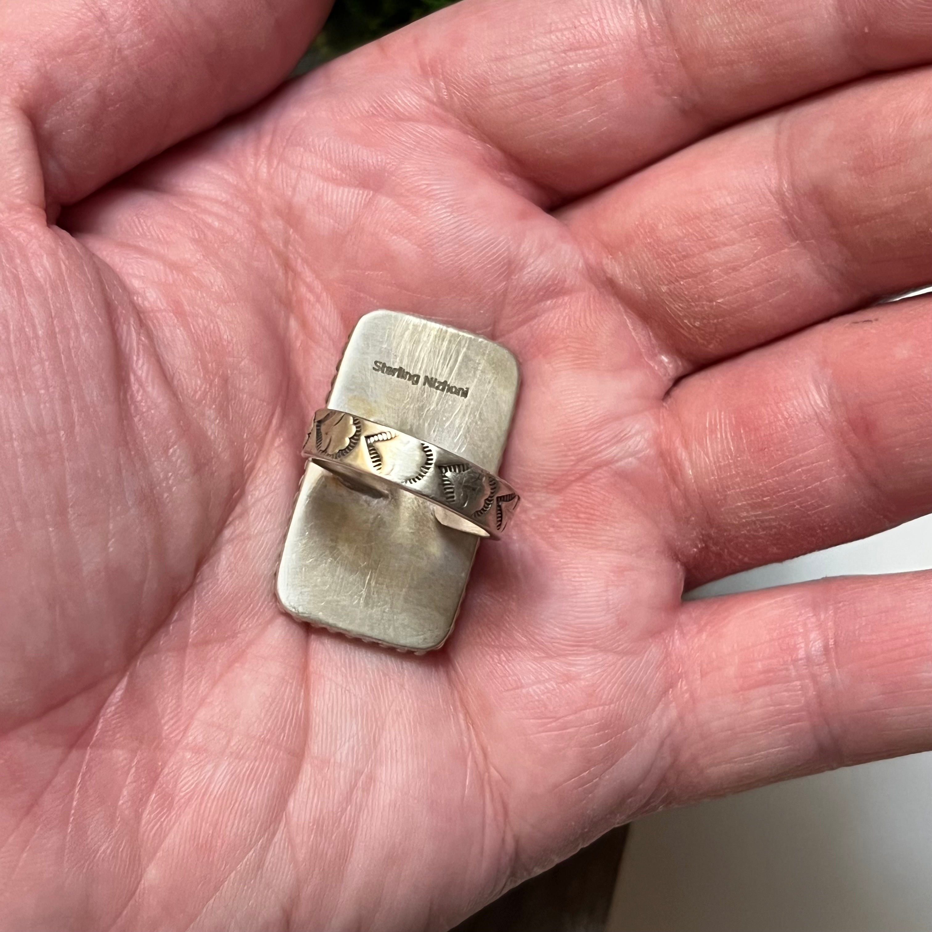 Handmade Sterling Silver Rose Dahlia Rectangle Ring