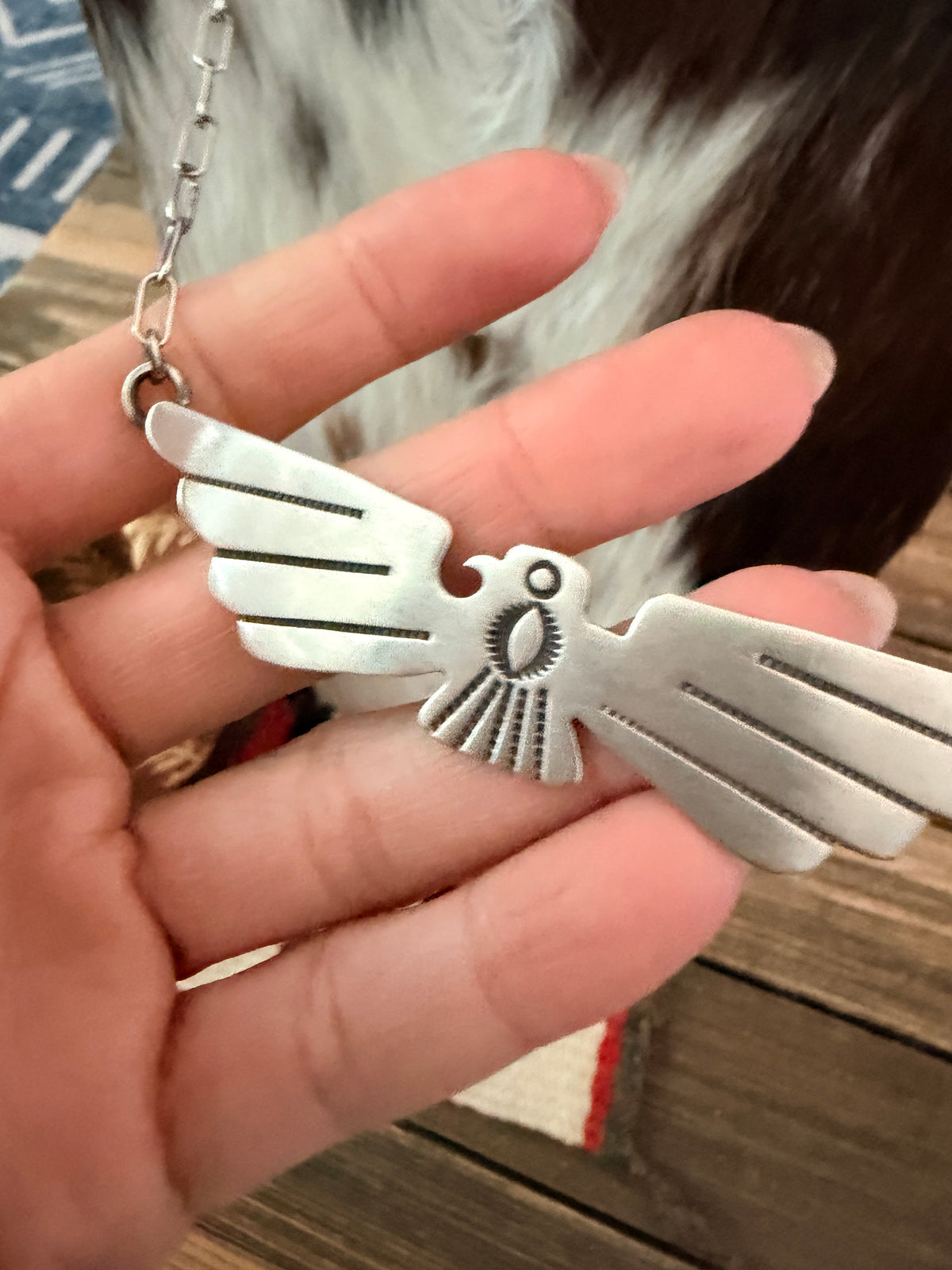 Handcrafted Sterling Silver Thunderbird Necklace by Charles Johnson