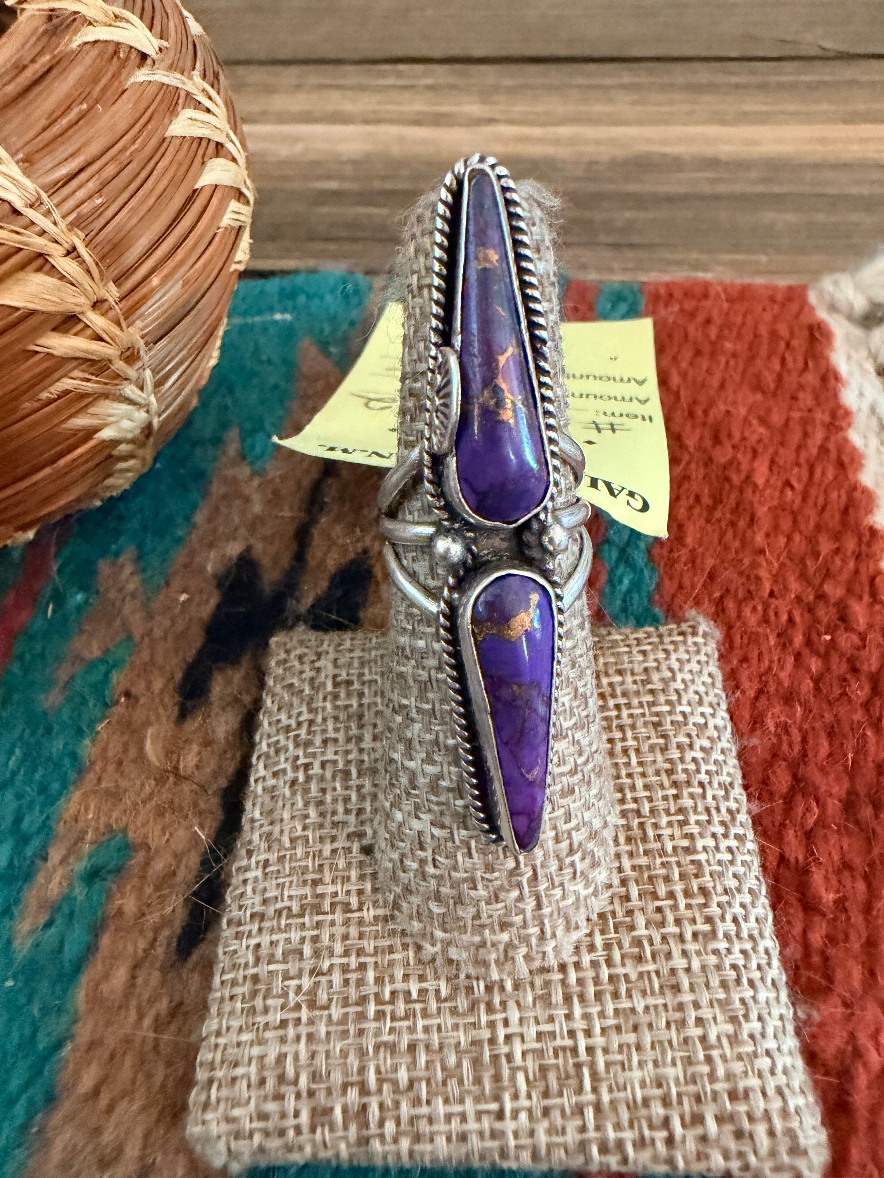 Old Pawn Handcrafted Purple Mojave & Sterling Silver Ring Size 6.75