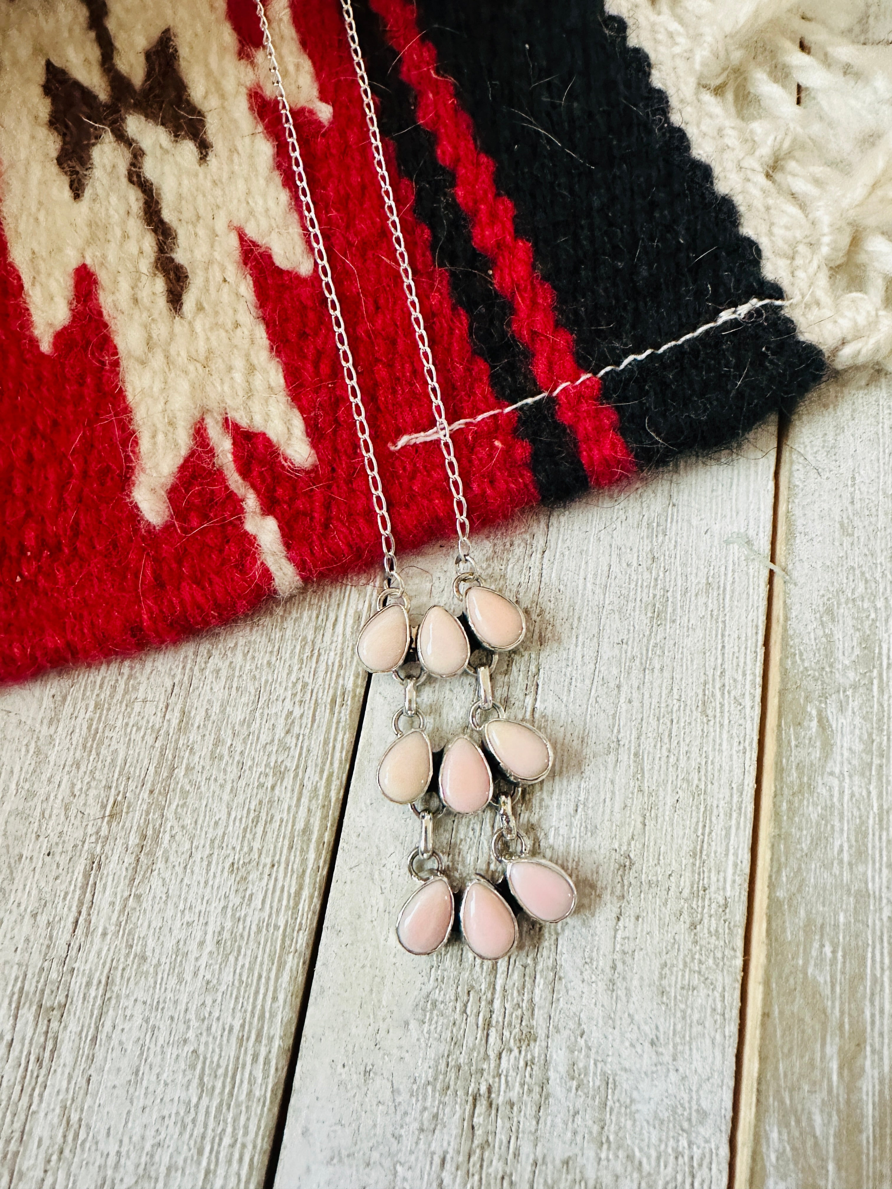 Navajo Sterling Silver & Queen Pink Conch Necklace