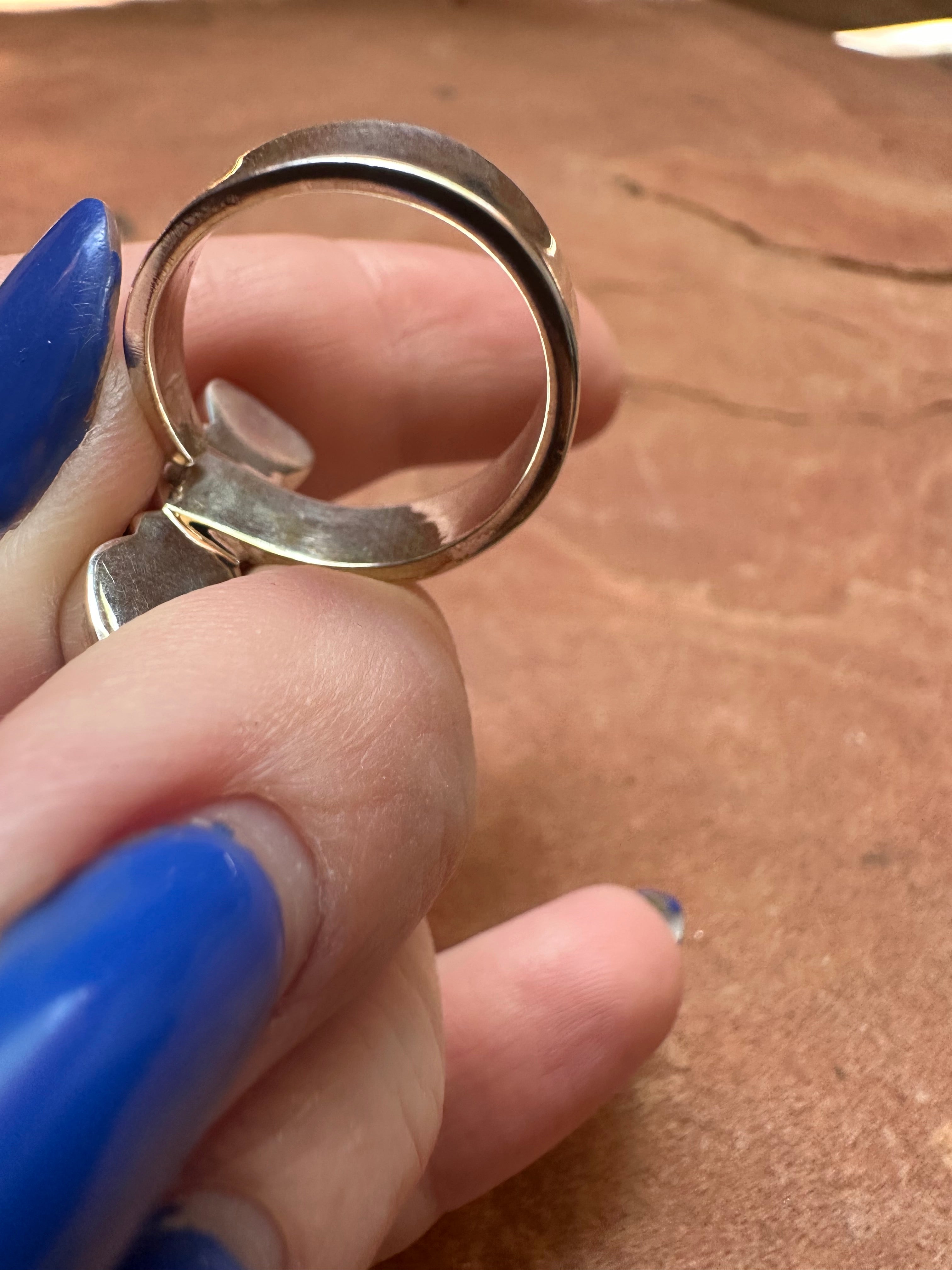 Handmade Opal & Fire Opal And Sterling Silver Adjustable Heart Ring