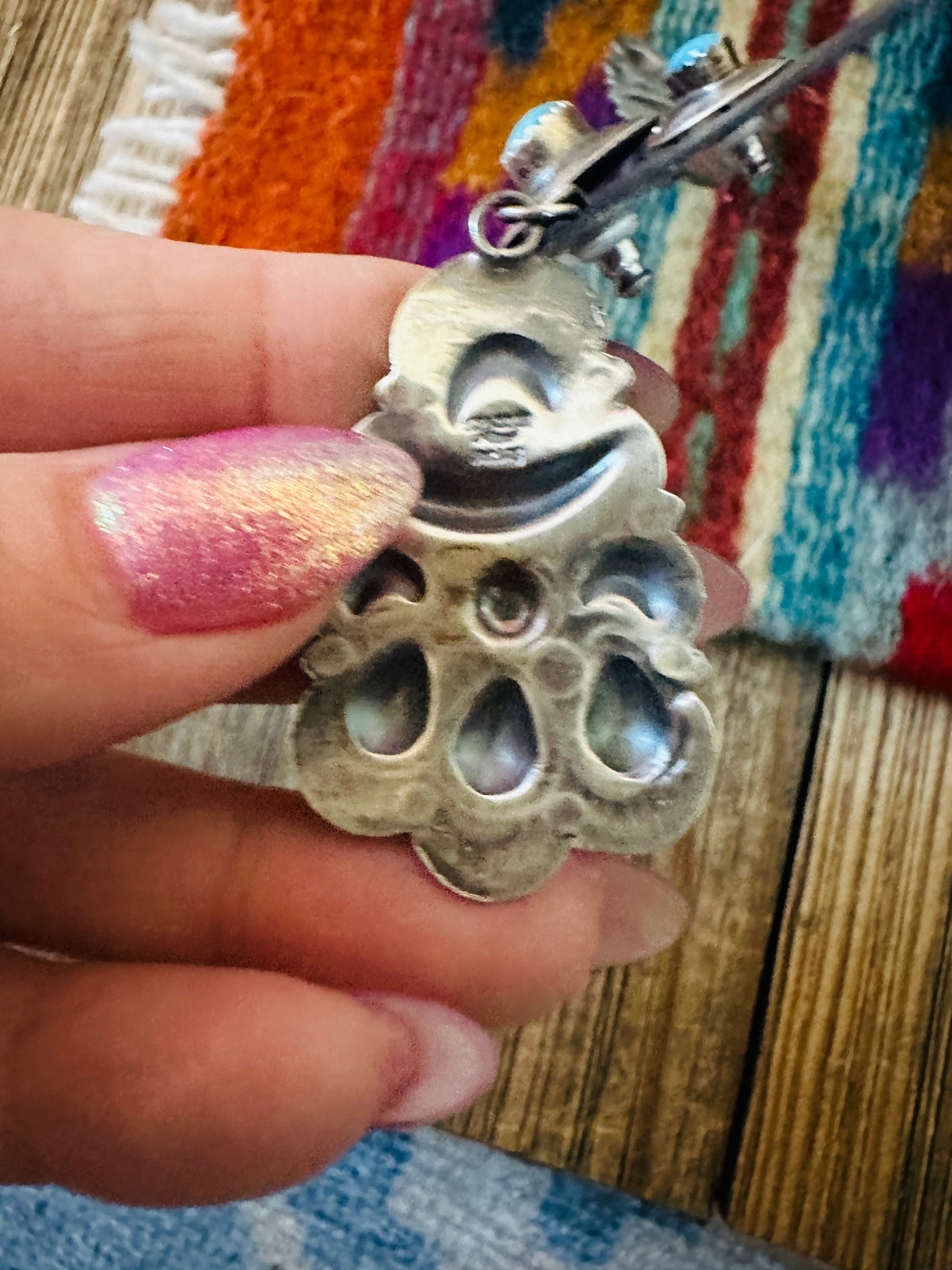 Handcrafted Turquoise & Sterling Silver Concho Dangle Earrings