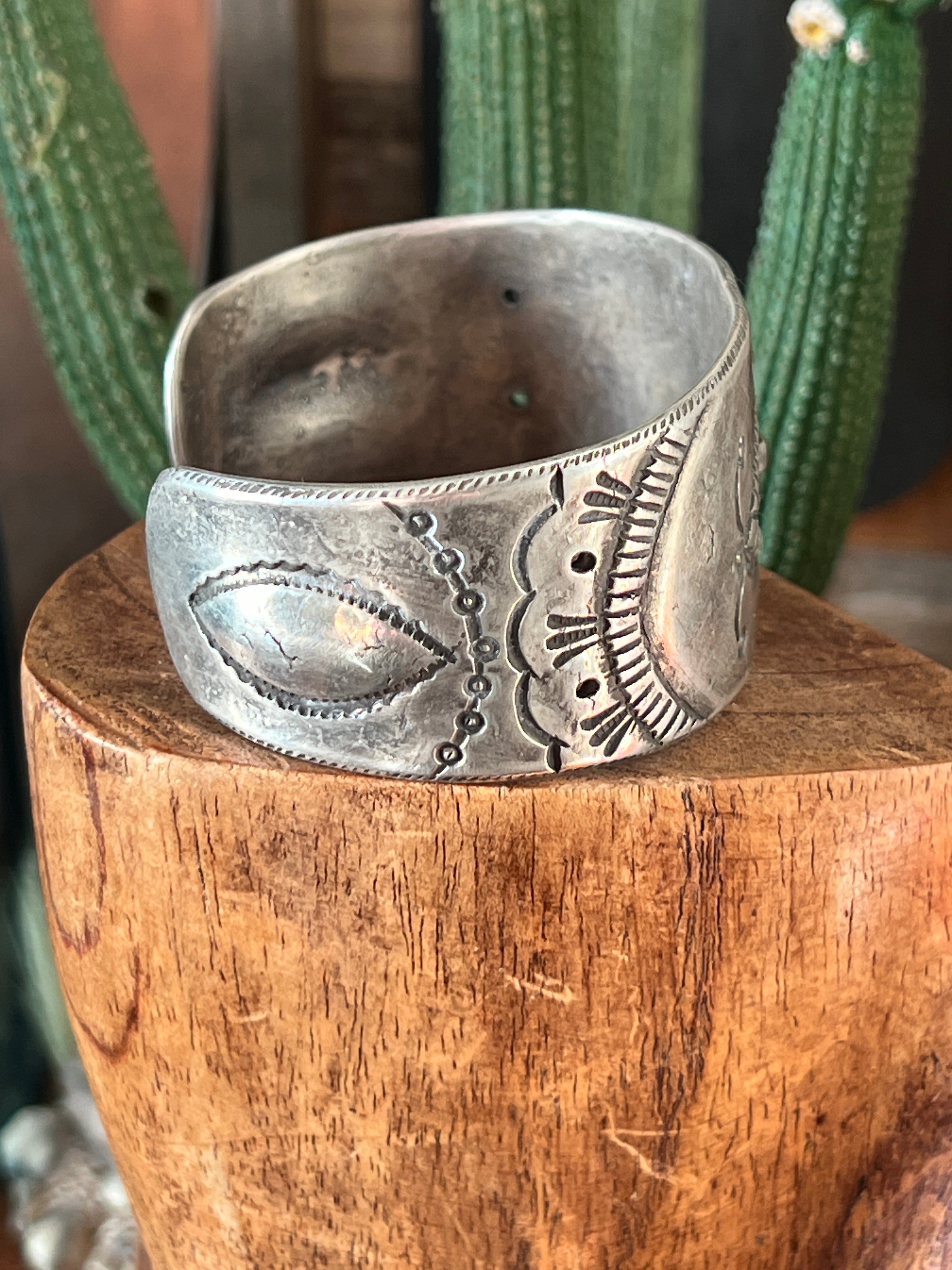 Handcrafted & Hand Forged Old Pawn Sterling Silver Ingot Cuff Bracelet by Santa Fe Artist, Buffalo: The Buckle