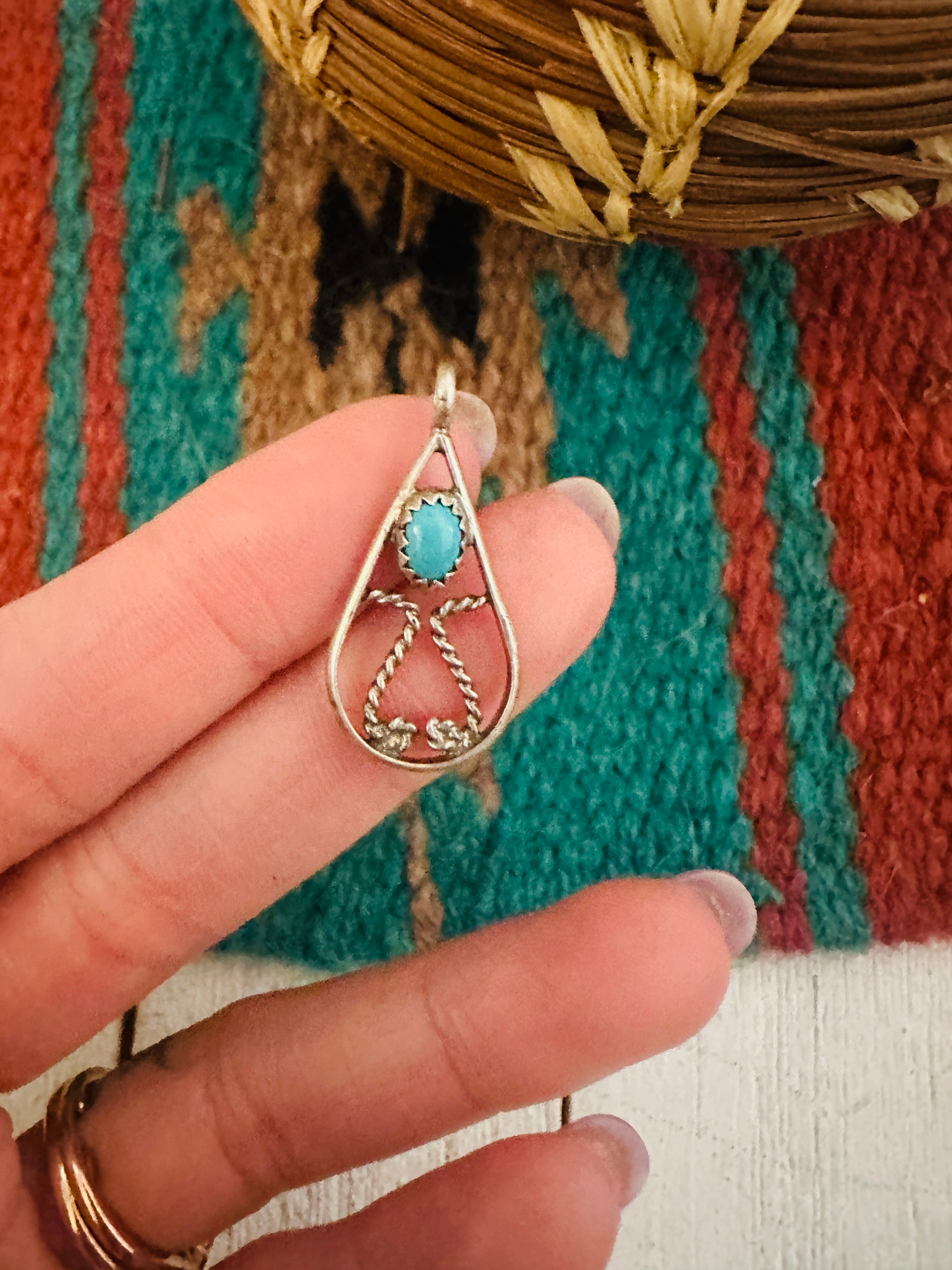 Vintage Navajo Turquoise & Sterling Silver Pendant