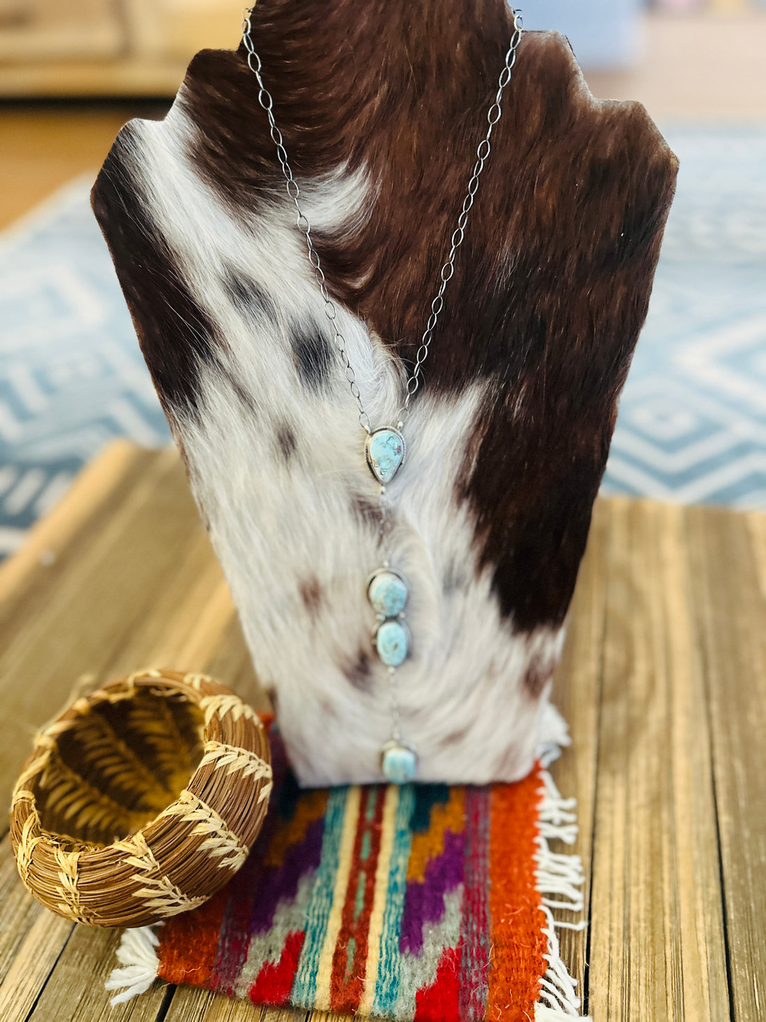 Handcrafted Dry Creek Turquoise & Sterling Silver Lariat Necklace