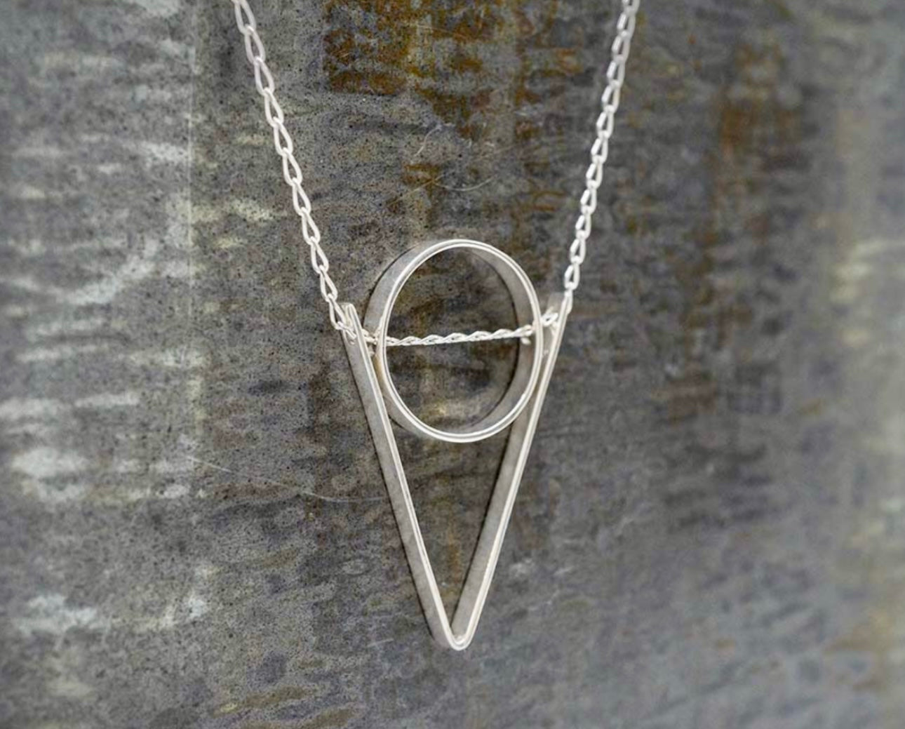Circle & Triangle Sterling Silver Necklace