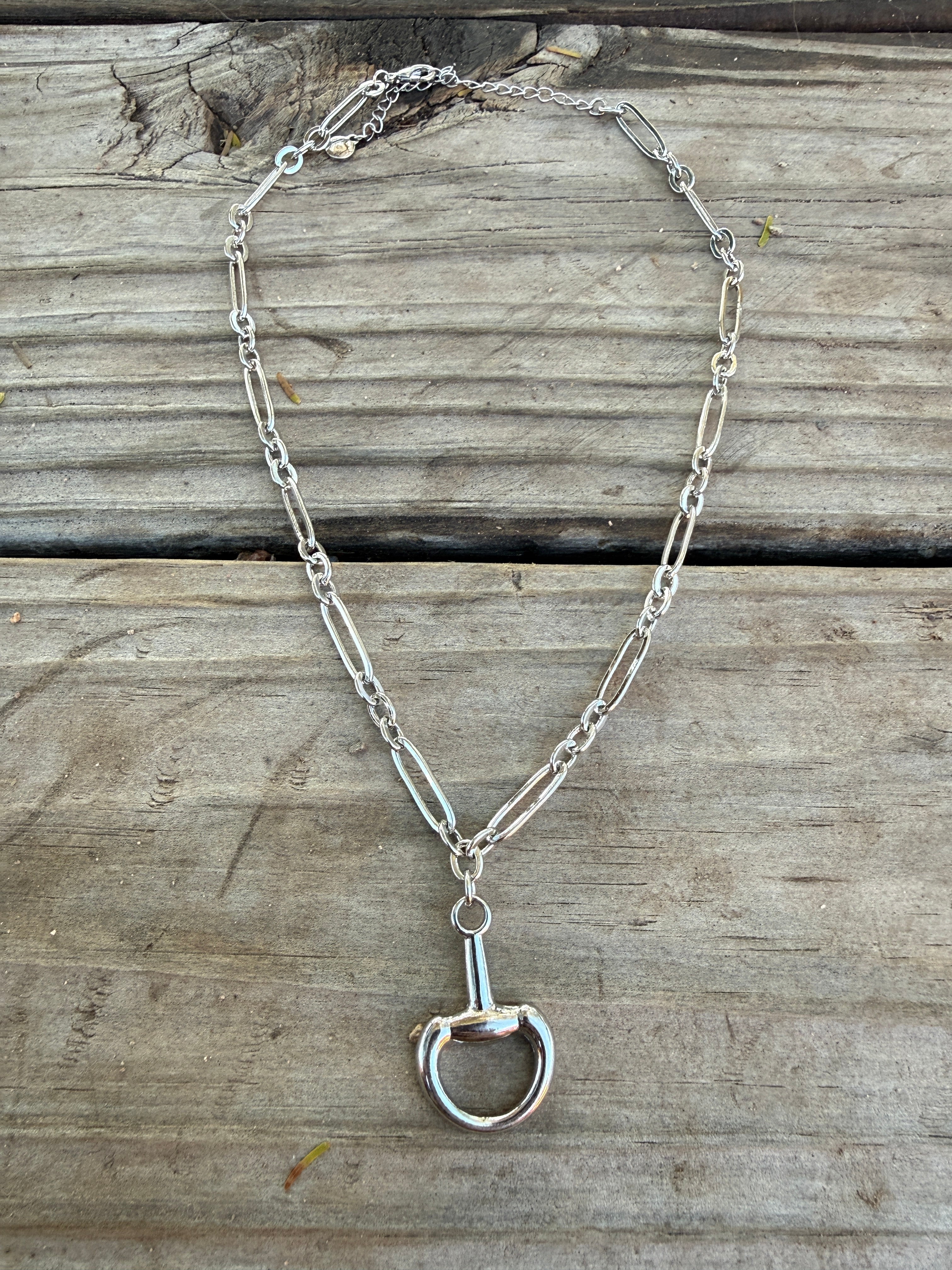 “The Golden Collection” Handmade Silver Plated Chain HORSE BIT Necklace