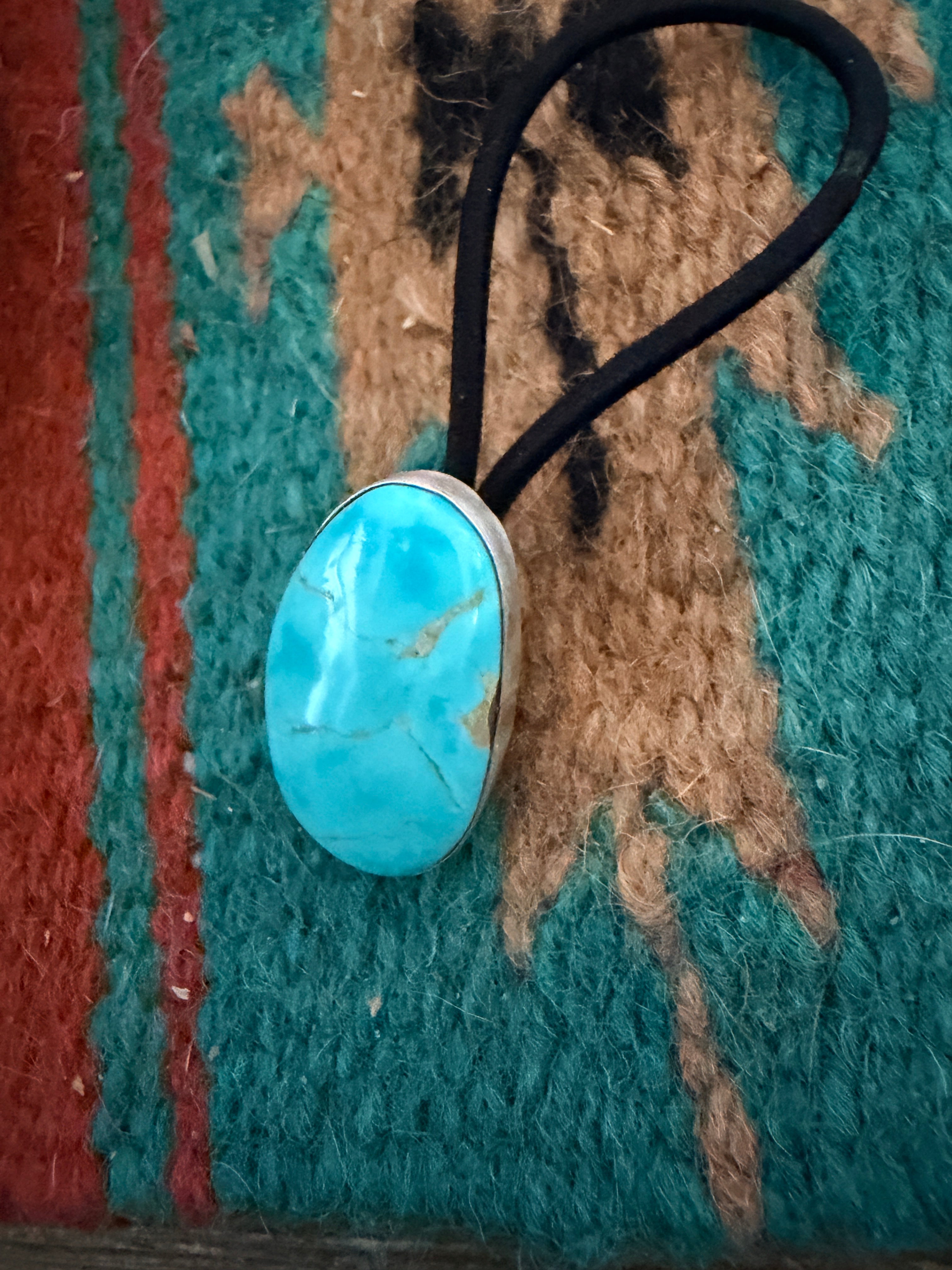 Handcrafted Turquoise & Sterling Silver Hair Tie Charm