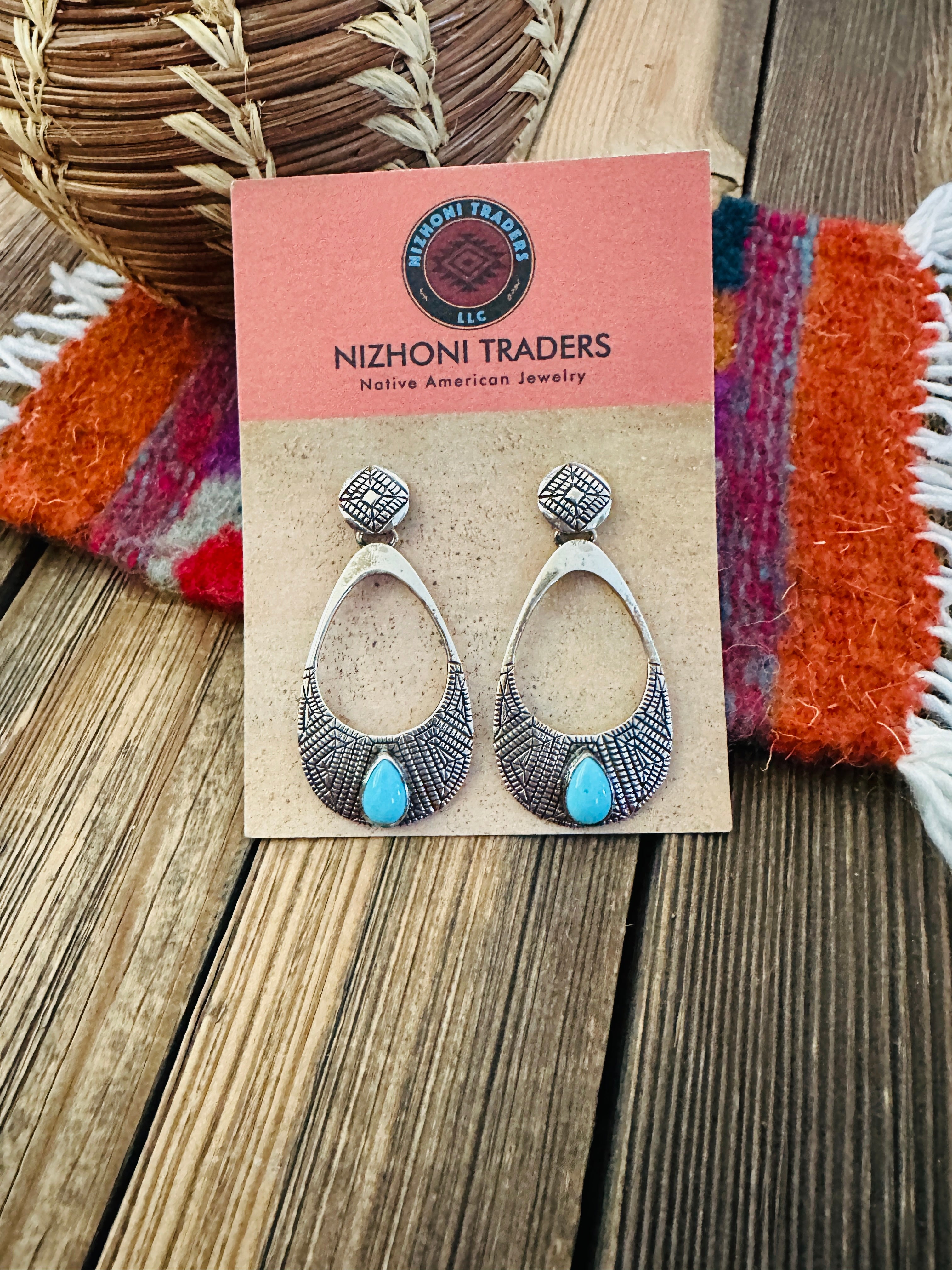 Handcrafted Turquoise & Sterling Silver Dangle Earrings