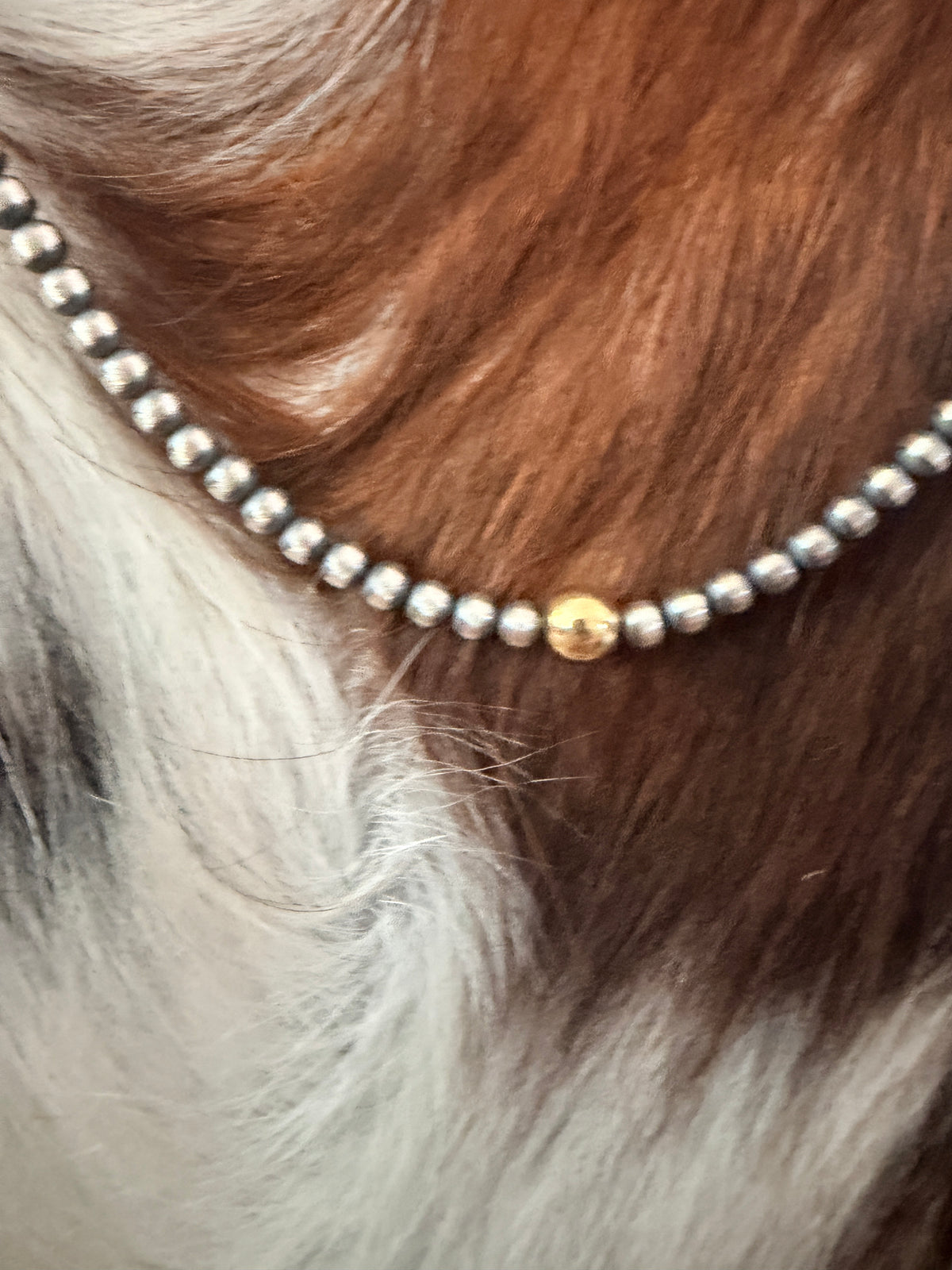 Handcrafted Sterling Silver & Gold Beaded 14” Necklace