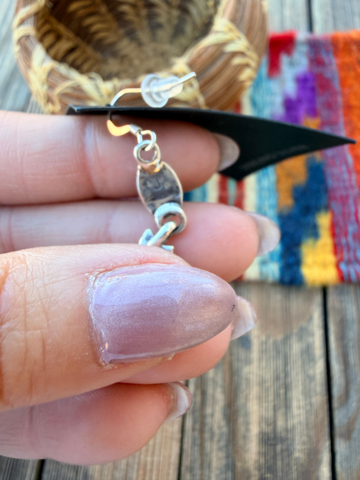 Handcrafted Sterling Silver & Turquoise Arrow Dangle Earrings by Alice Jobnson