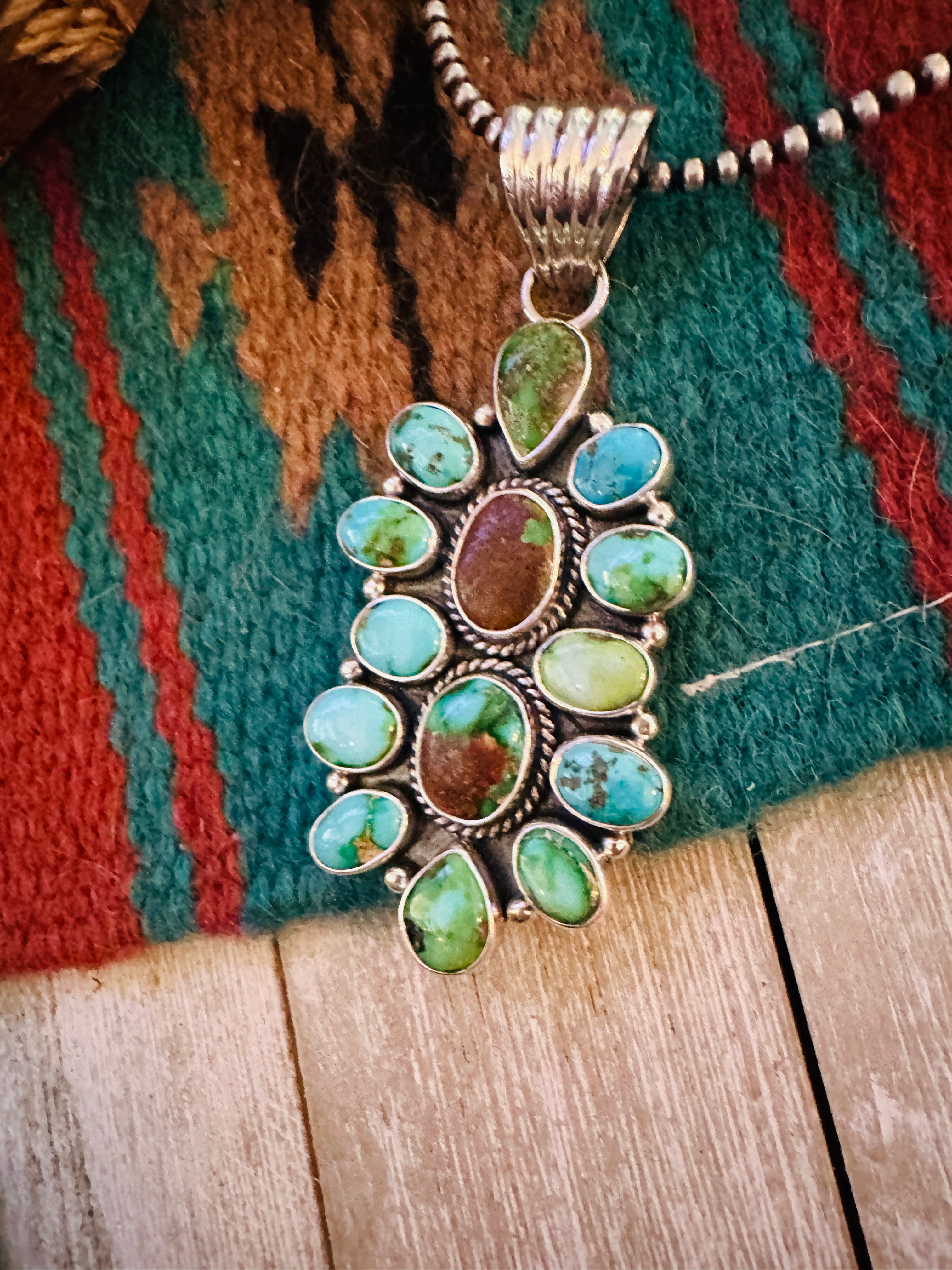 Handcrafted Sterling Silver & Sonoran Mountain Turquoise Cluster Pendant