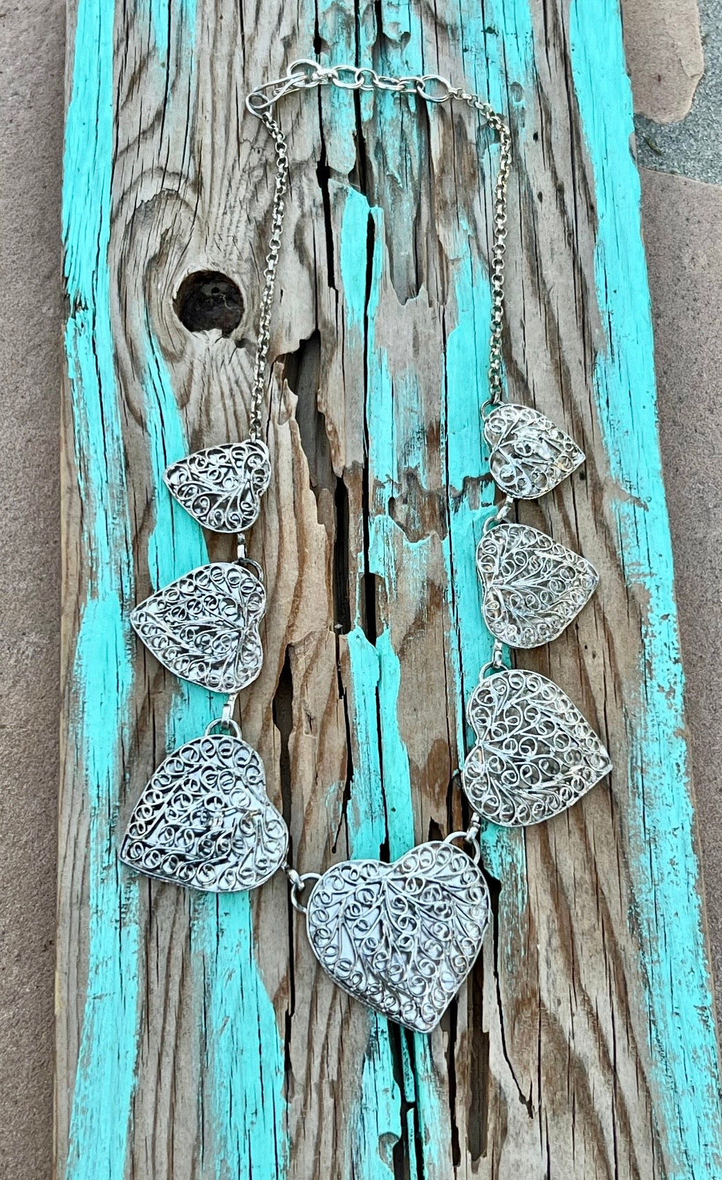 Silver-Plated Filigree Heart Necklace