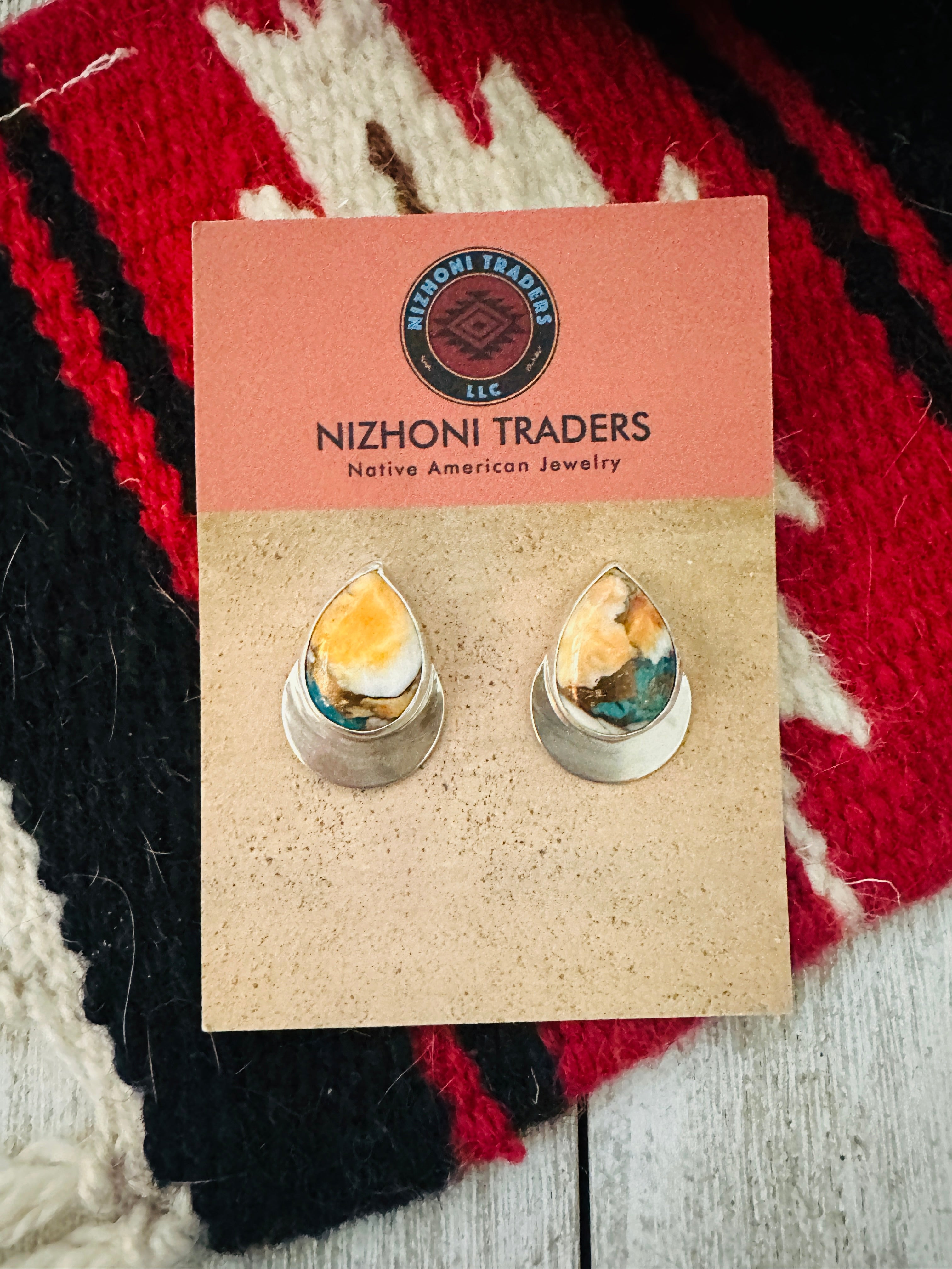 Navajo Sterling Silver & Multi Stone Spice Post Earrings