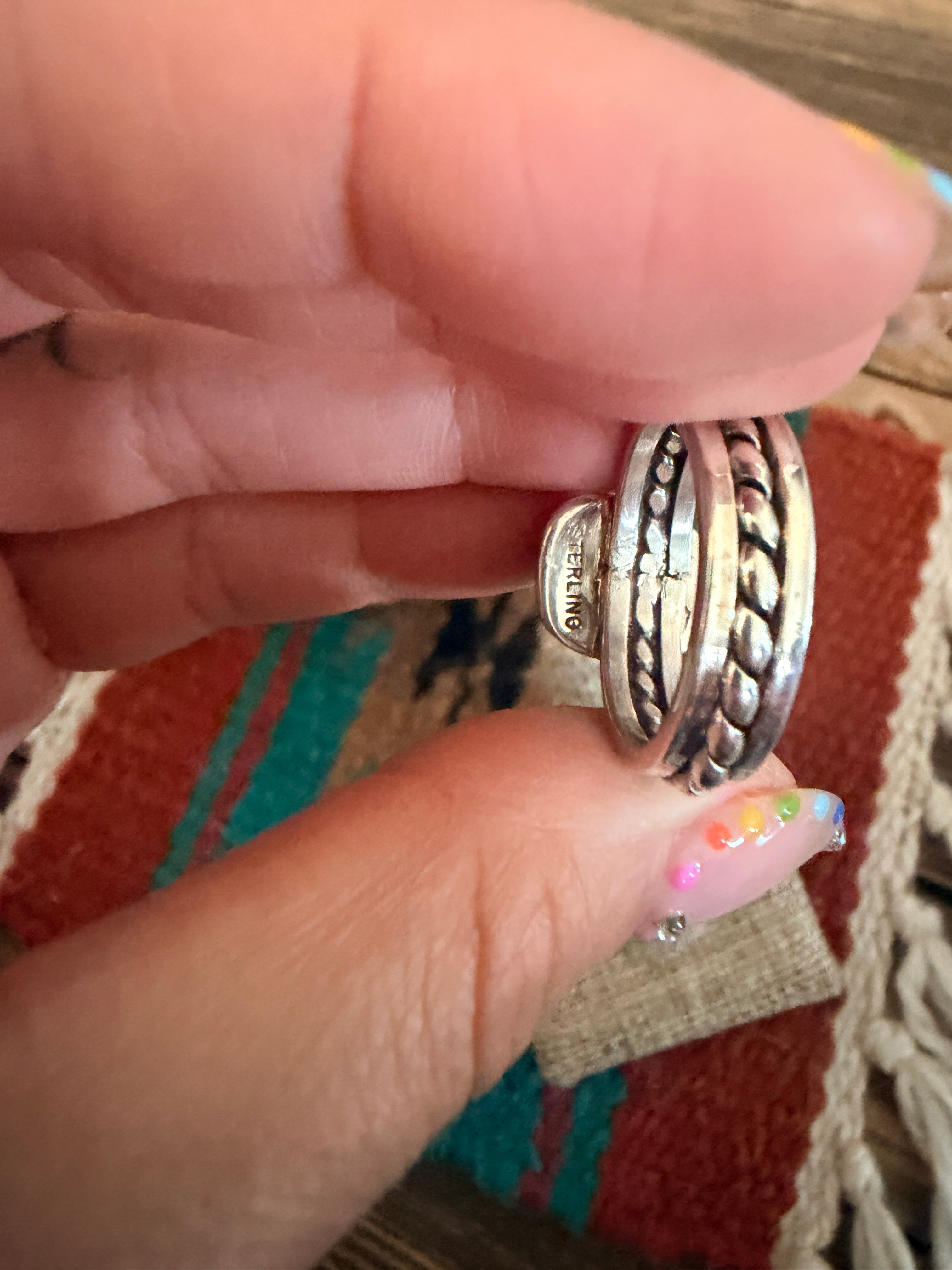 Handcrafted Turquoise & Sterling Silver Ring Size 9