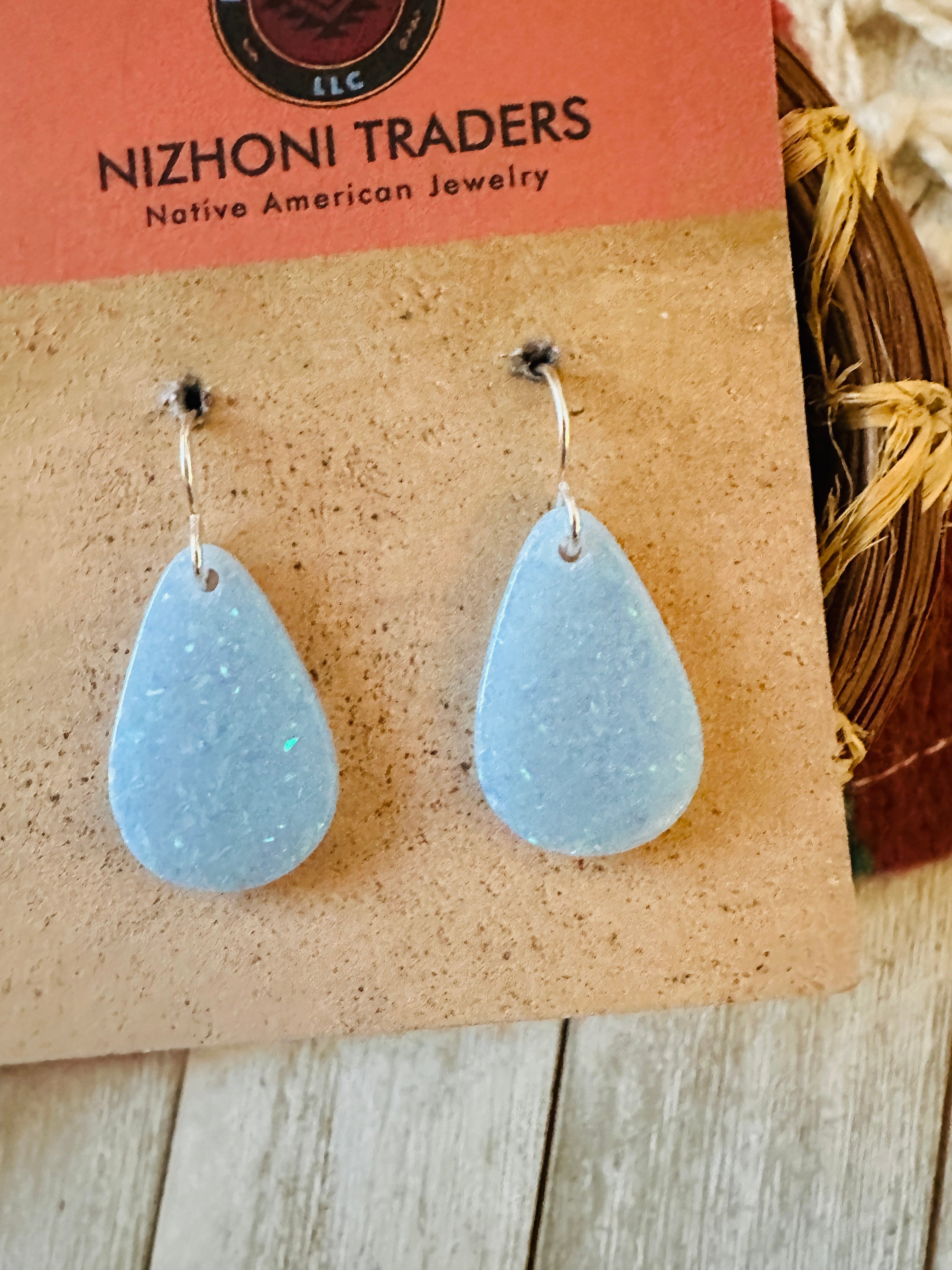 Summer Lovin’ Sterling Silver & Blue Opal Teardrop Dangle Earrings